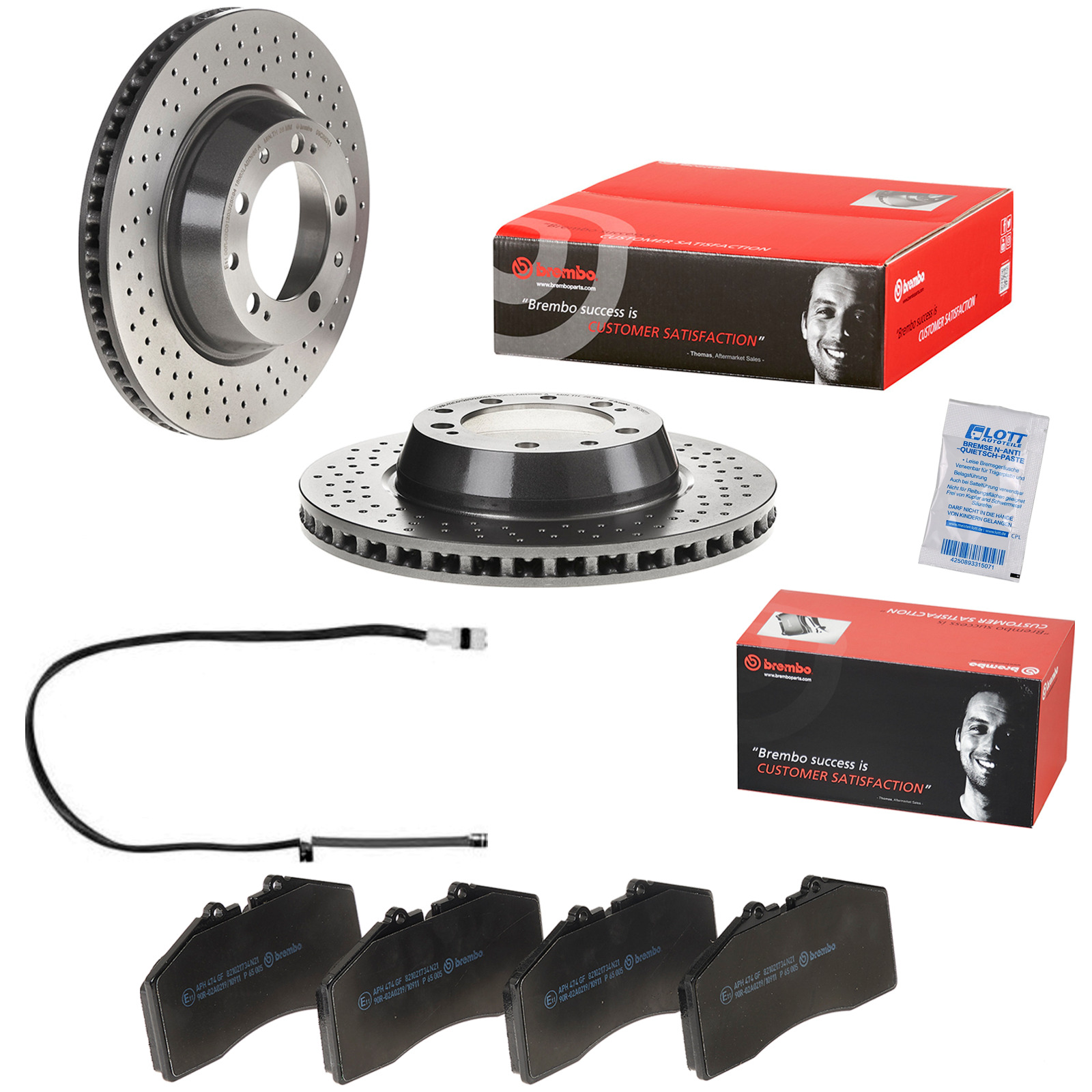 Brembo Bremsscheiben 322mm + Bremsbeläge Hinten passend für Porsche GT2 Carrera