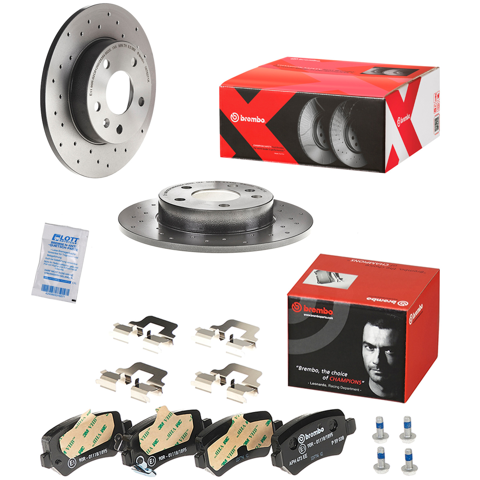 Brembo Xtra Line Bremsscheiben 264mm + Bremsbeläge Hinten passend für Opel 1.4