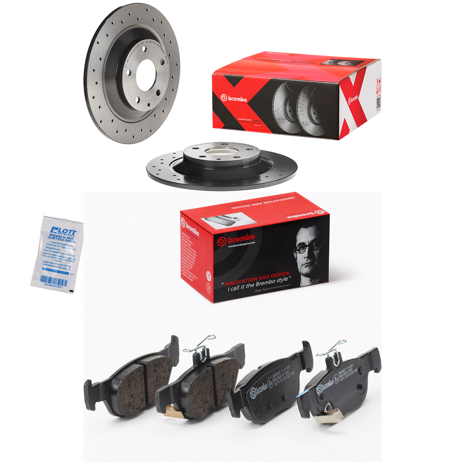 Brembo Xtra Line Bremsscheiben 303mm + Bremsbel&auml;ge Hinten passend f&uuml;r Mazda 1.8