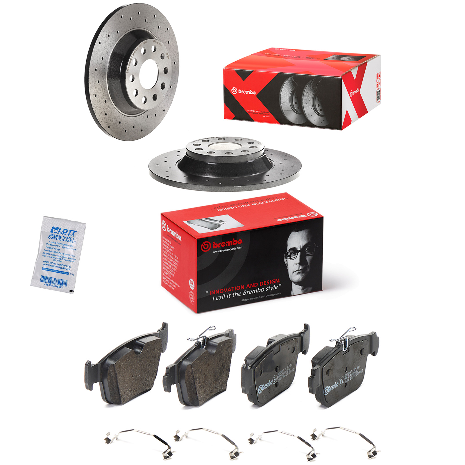 Brembo Xtra Line Bremsscheiben 300mm + Bremsbeläge Hinten passend für VW Tiguan