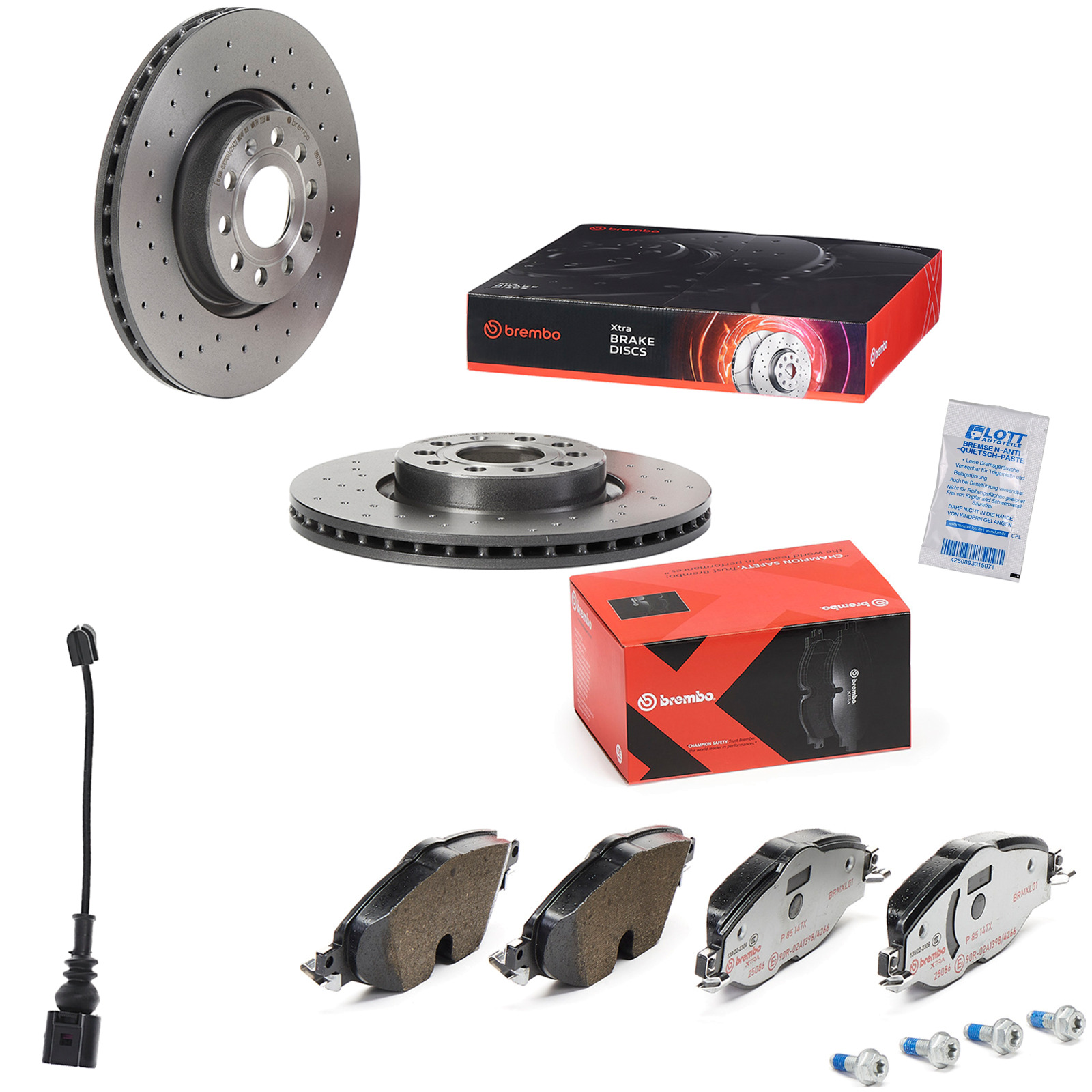 Brembo Xtra Line Bremsscheiben 312mm + Bremsbel&auml;ge Vorne passend f&uuml;r VW Golf 2.0