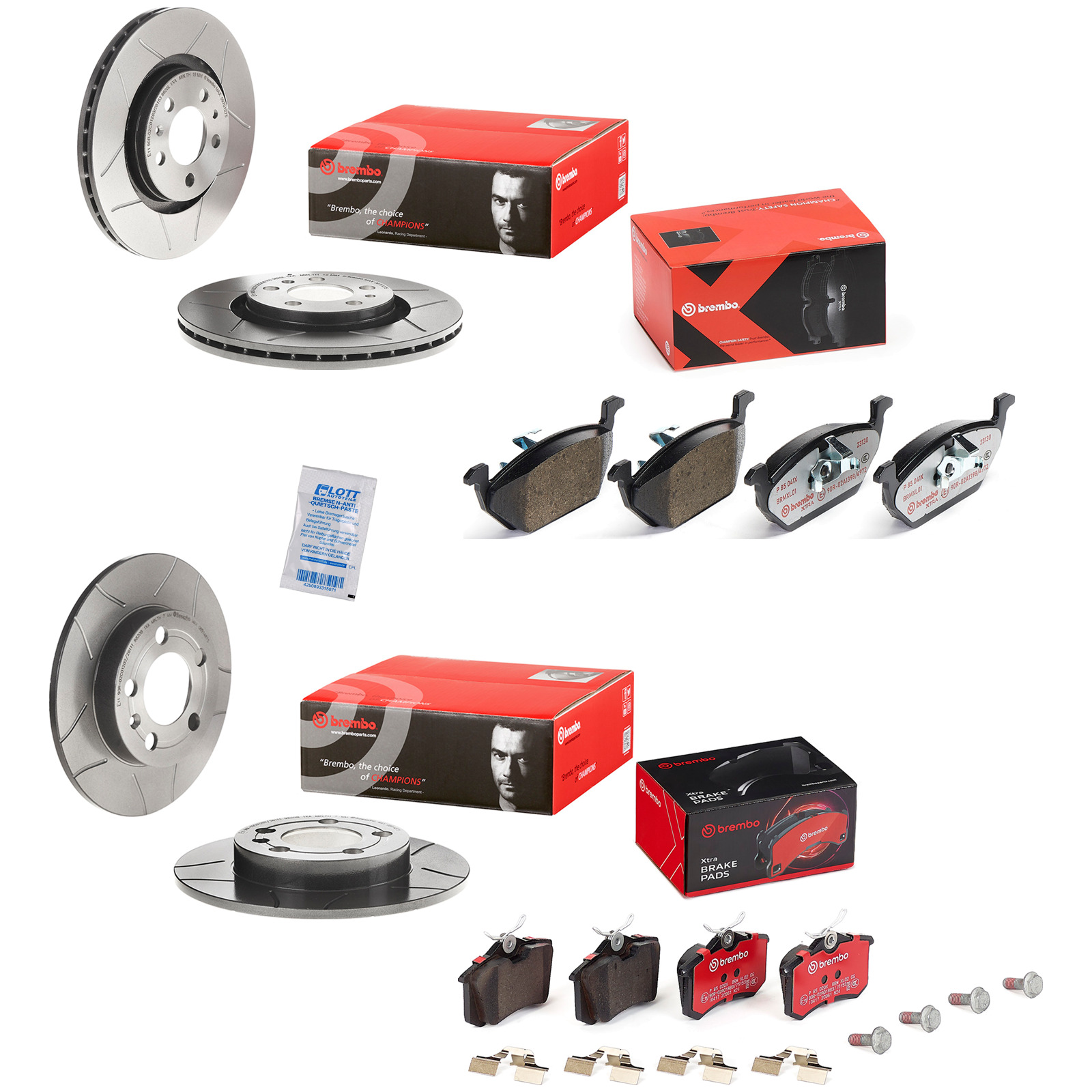 Brembo Xtra Line Bremsscheiben + Bremsbeläge Vorne Hinten passend fü...