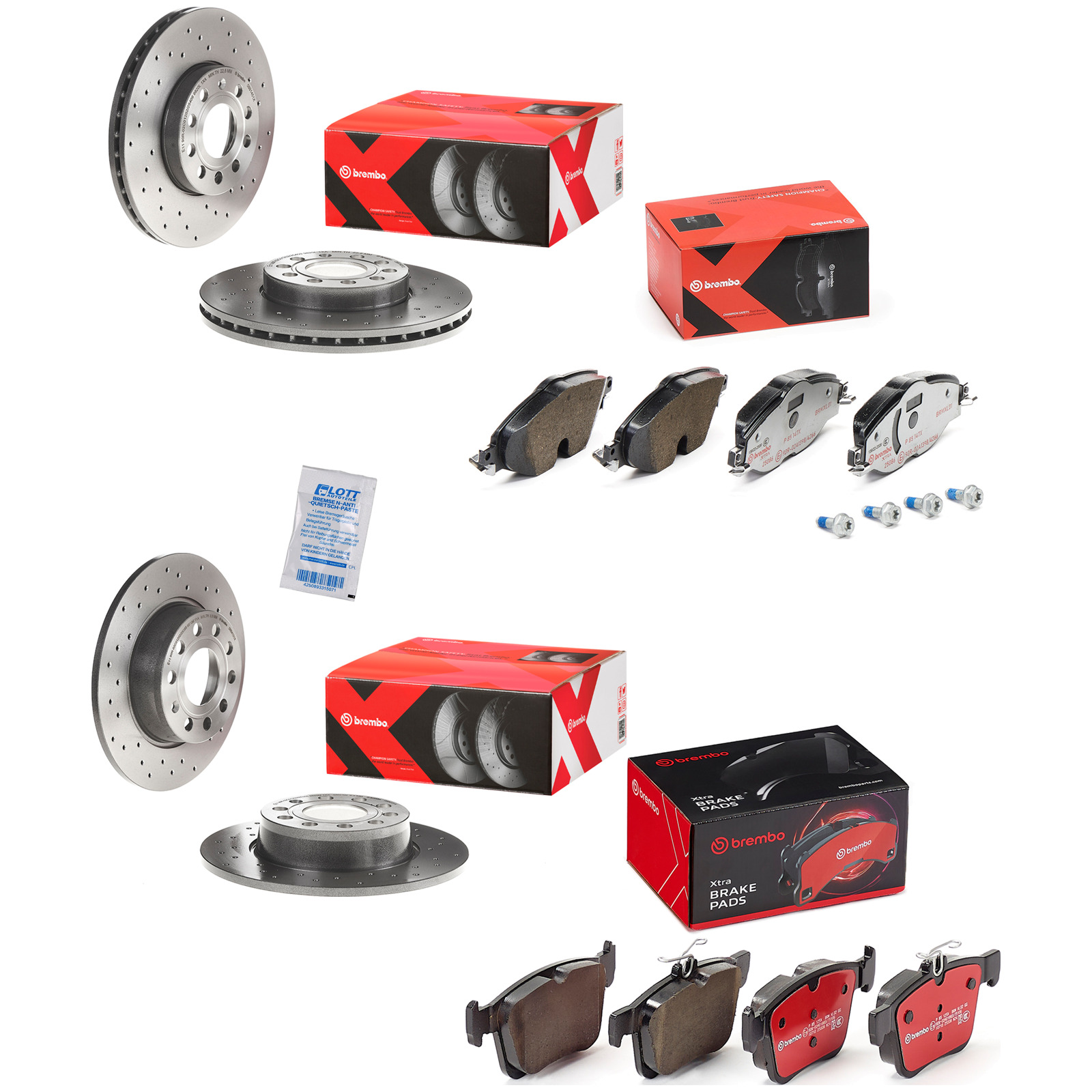 Brembo Xtra Line Bremsscheiben + Bremsbeläge Vorne Hinten passend fü...