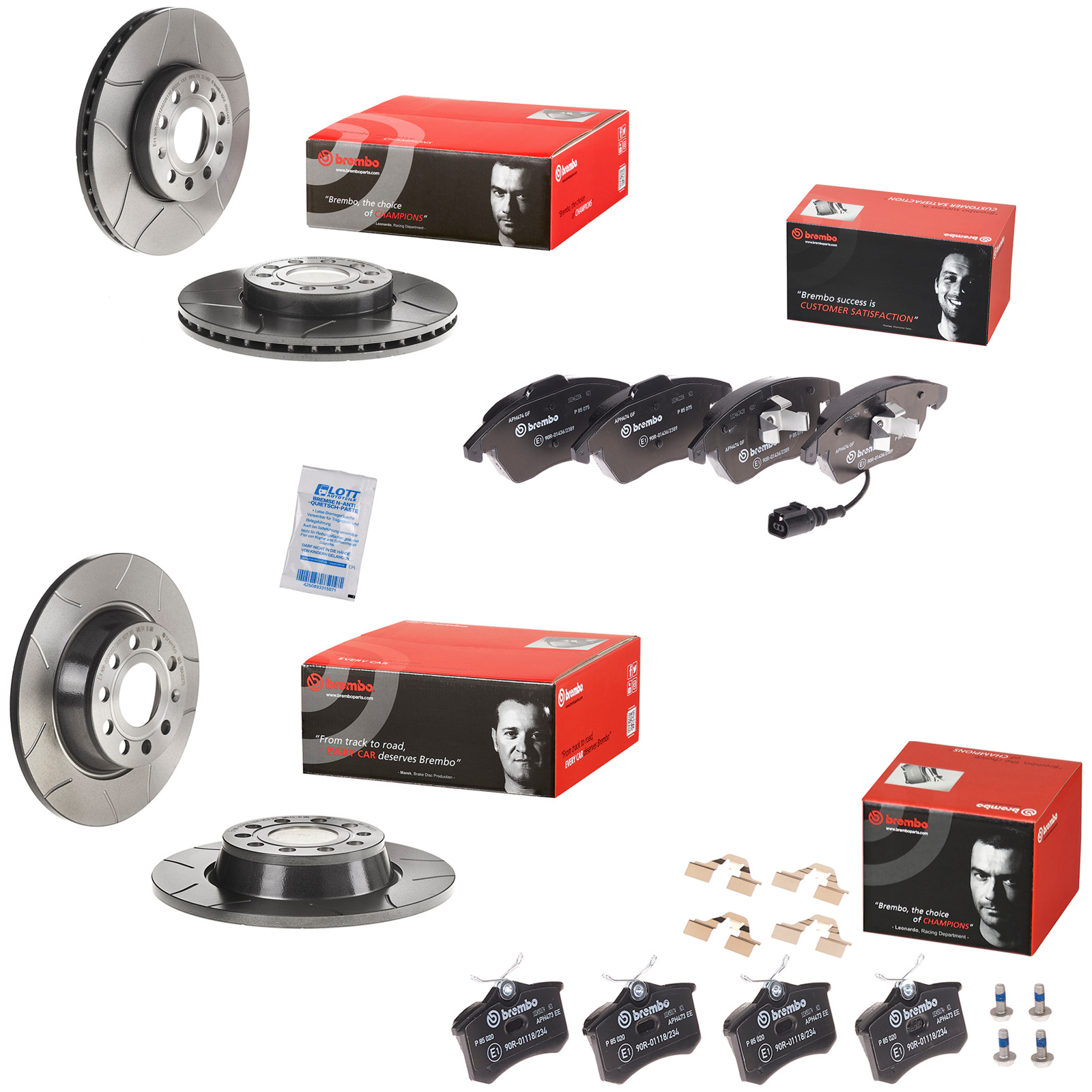 Brembo Bremsscheiben + Bremsbel&auml;ge Vorne Hinten passend f&uuml;r VW Golf 6 Audi A3 5