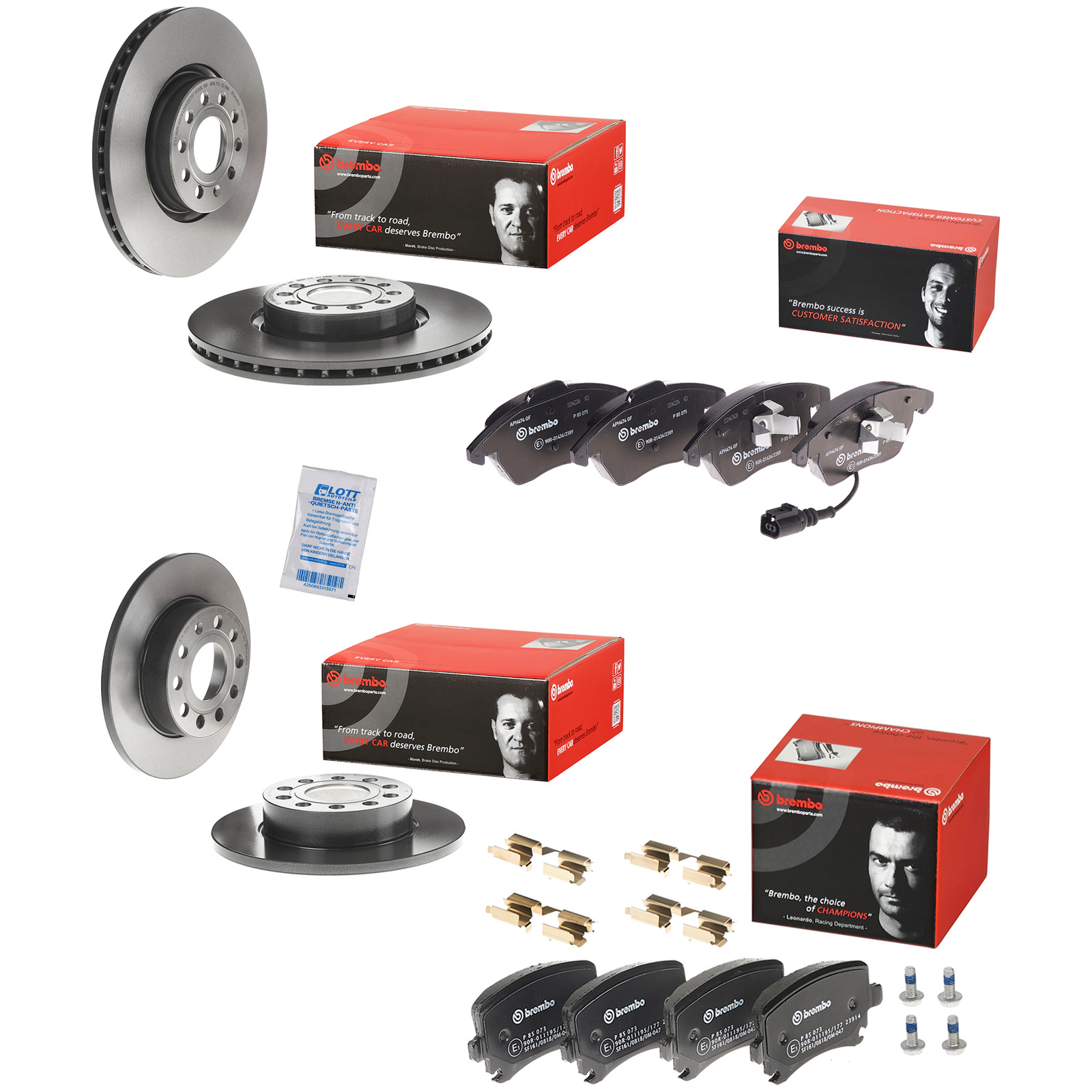 Brembo Bremsscheiben + Bremsbeläge Vorne Hinten passend für Audi A3...