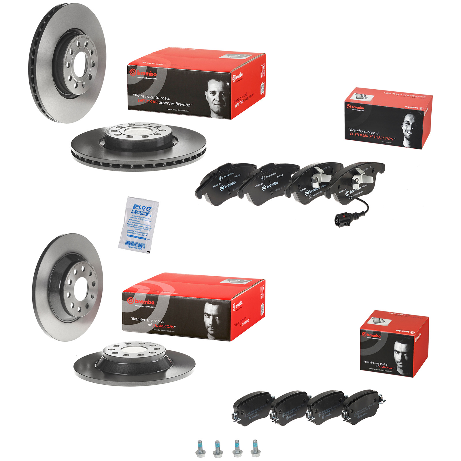 Brembo Bremsscheiben + Bremsbeläge Vorne Hinten passend für Audi Q3...