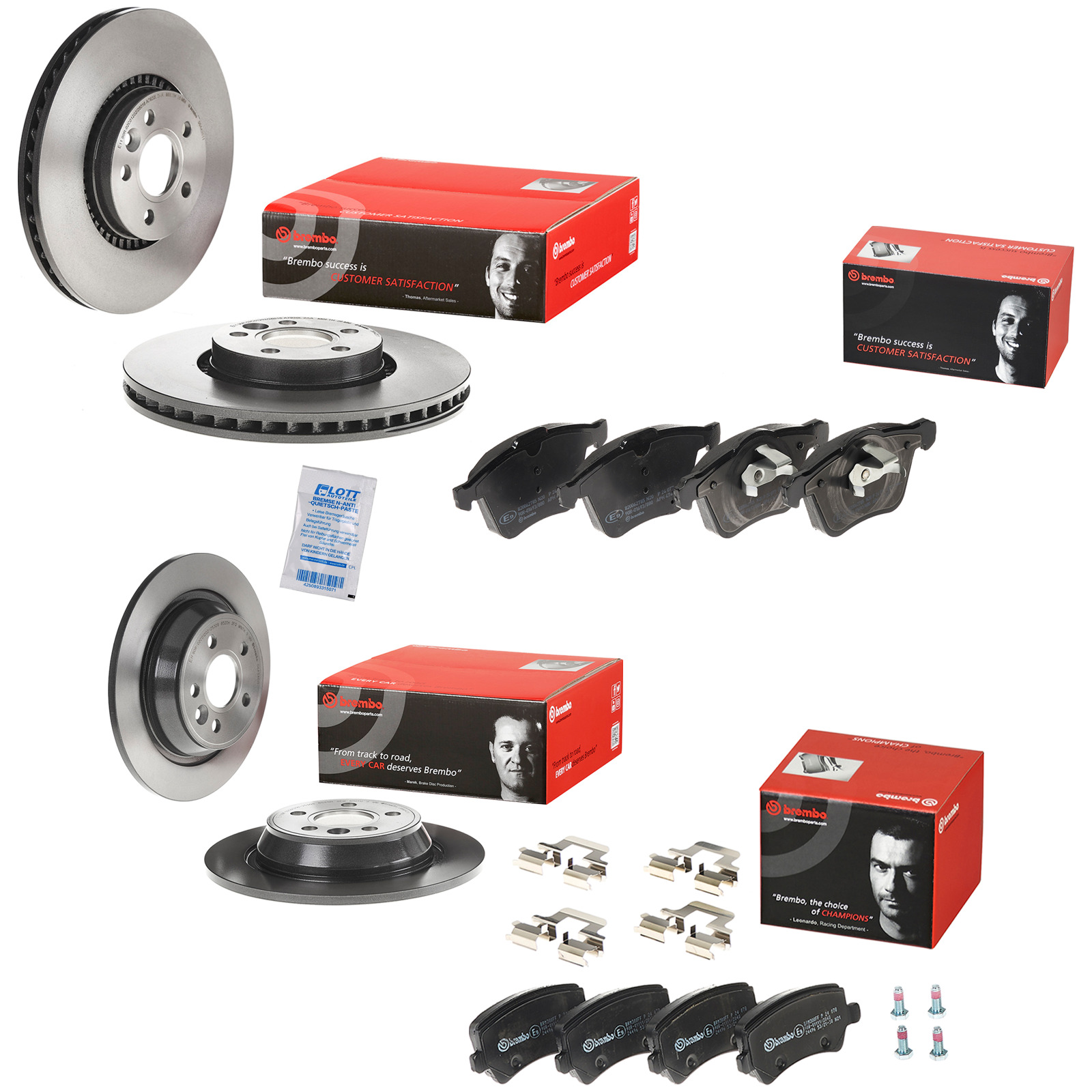 Brembo Bremsscheiben + Bremsbel&auml;ge Vorne Hinten passend f&uuml;r Ford Galaxy 2 S-MAX