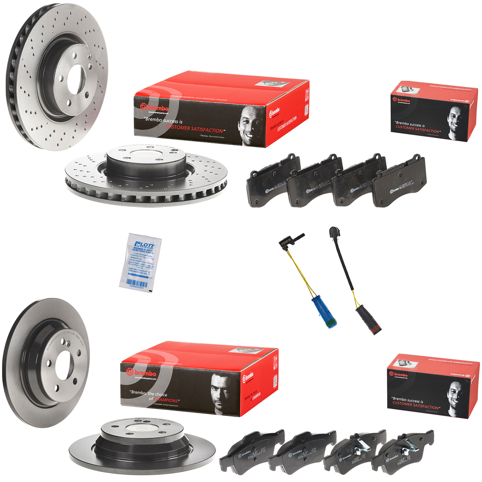 Brembo Bremsscheiben + Bremsbel&auml;ge Vorne Hinten passend f&uuml;r Mercedes S-Klasse