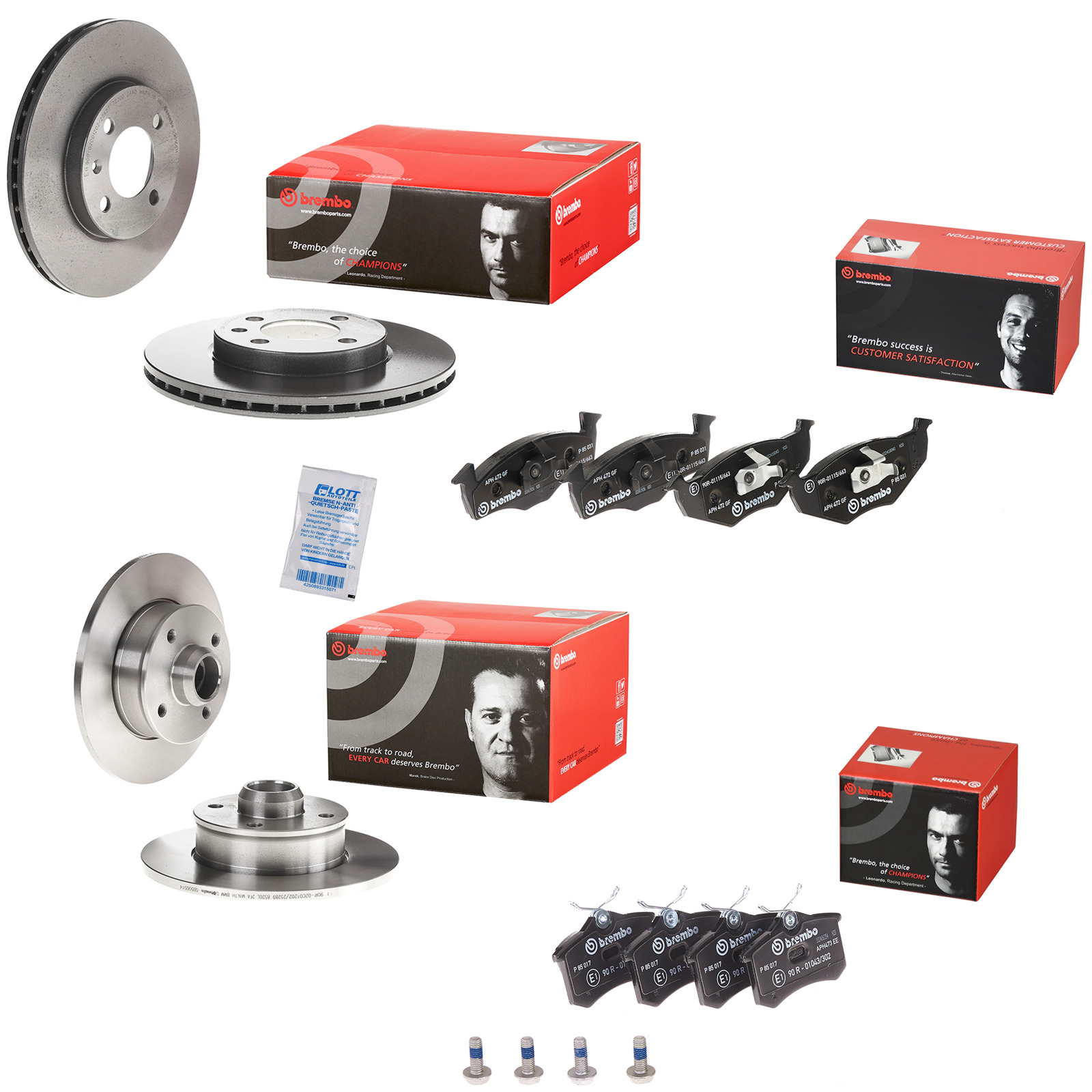 Brembo Bremsscheiben + Bremsbel&auml;ge Vorne Hinten passend f&uuml;r VW Polo 3 1.6 1.9