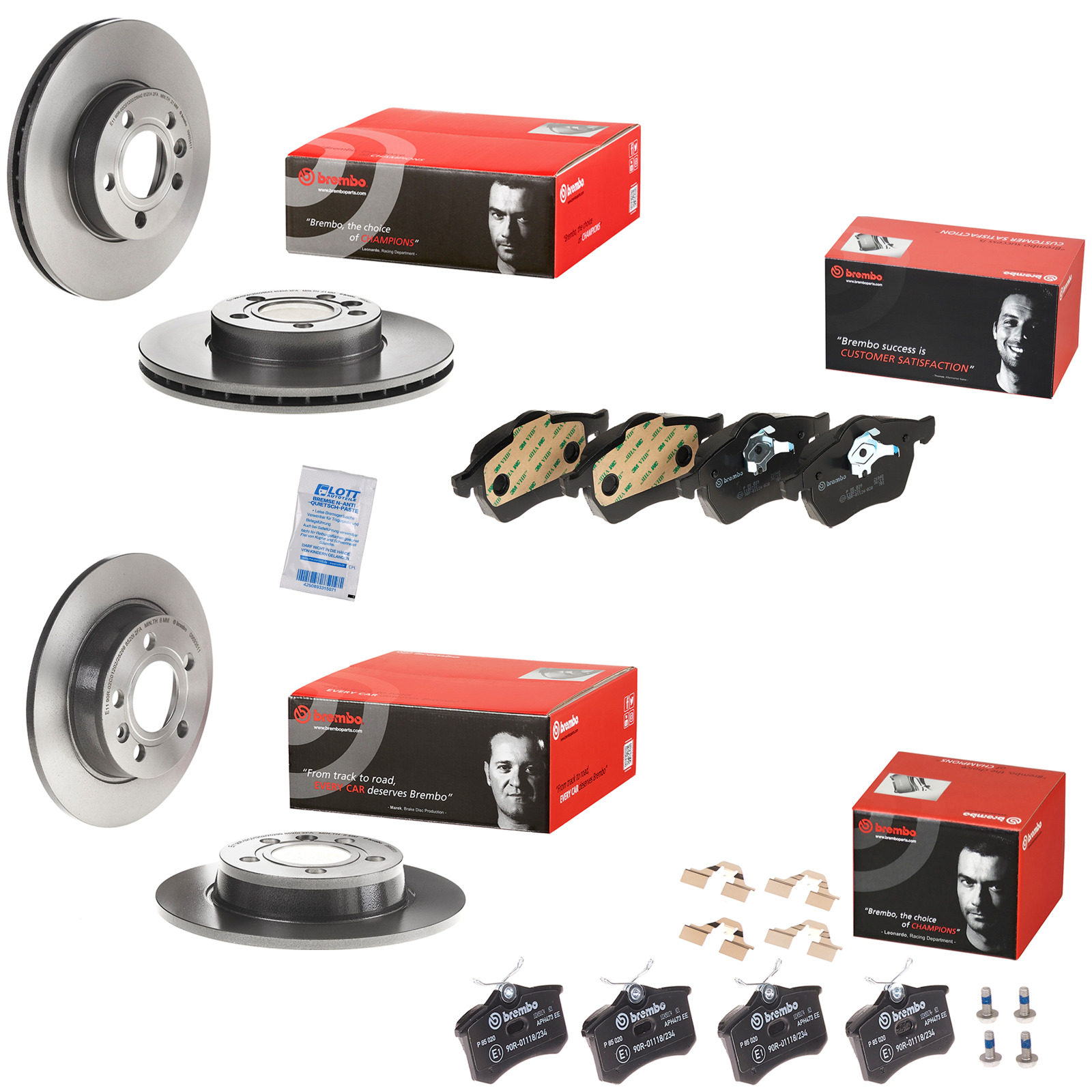 Brembo Bremsscheiben + Bremsbel&auml;ge Vorne Hinten passend f&uuml;r Ford Galaxy VW 2.3