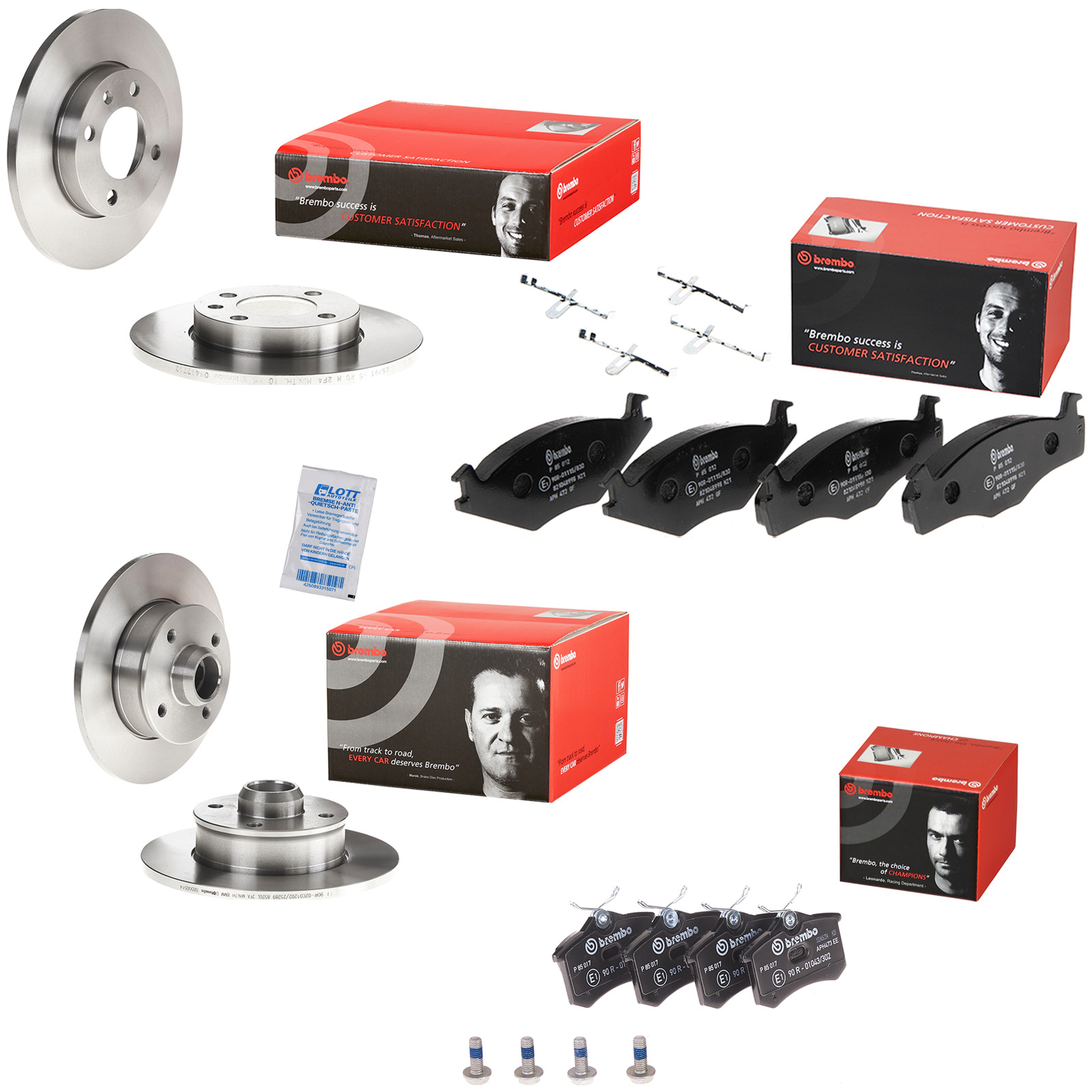 Brembo Bremsscheiben + Bremsbel&auml;ge Vorne Hinten passend f&uuml;r VW Golf 3 2 Vento