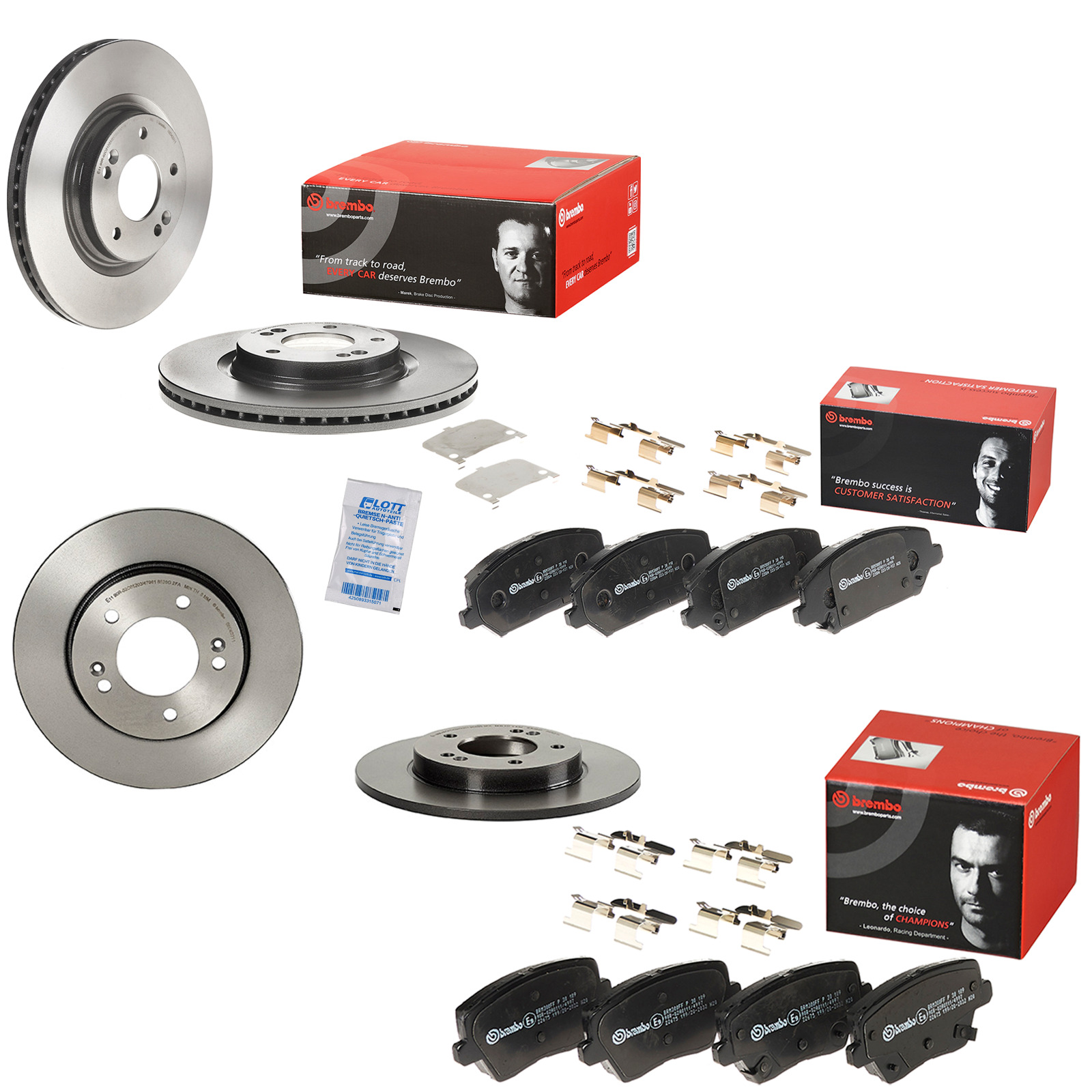 Brembo Bremsscheiben + Bremsbeläge Vorne Hinten passend für Hyundai...