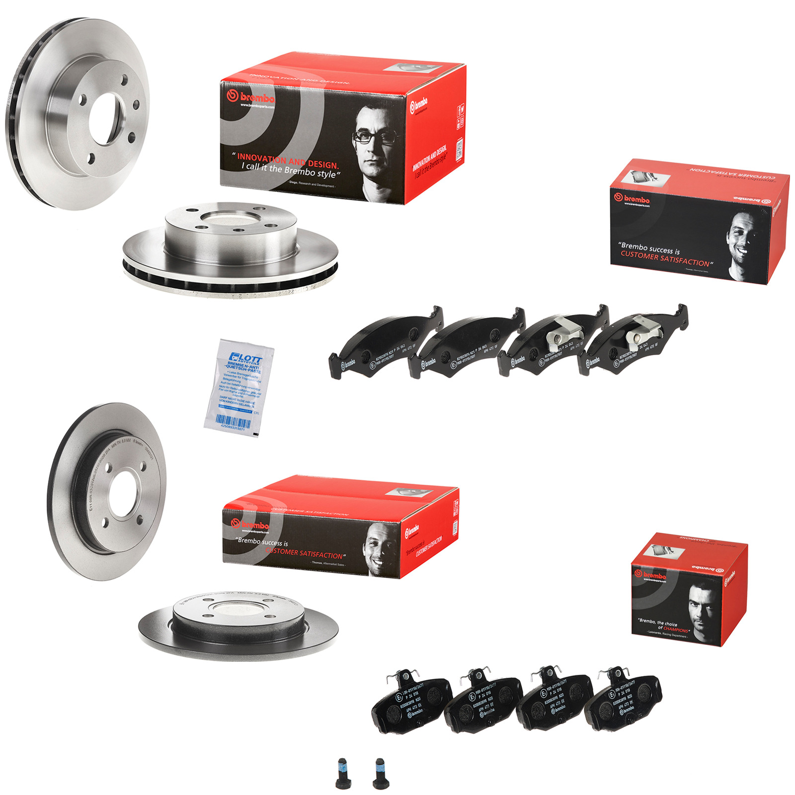 Brembo Bremsscheiben + Bremsbeläge Vorne Hinten passend für Ford Si...