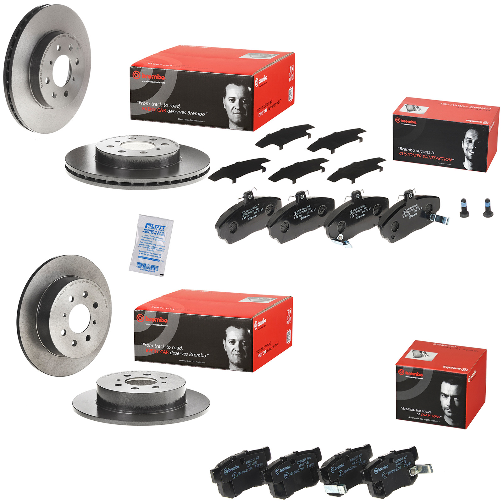 Brembo Bremsscheiben + Bremsbel&auml;ge Vorne Hinten passend f&uuml;r Honda Civic 7 1.6