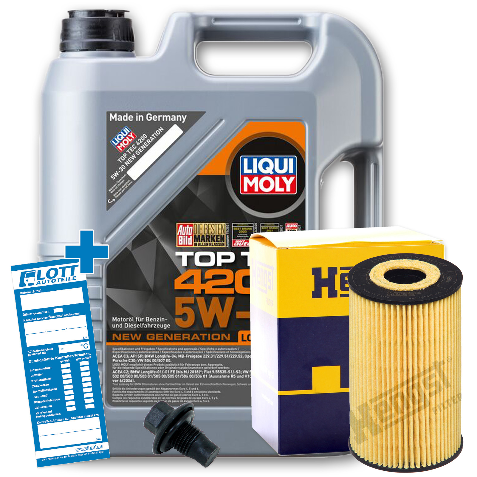 Ölwechsel Set 5L Liqui Moly Motoröl + Hengst Ölfilter + Ablassschraube