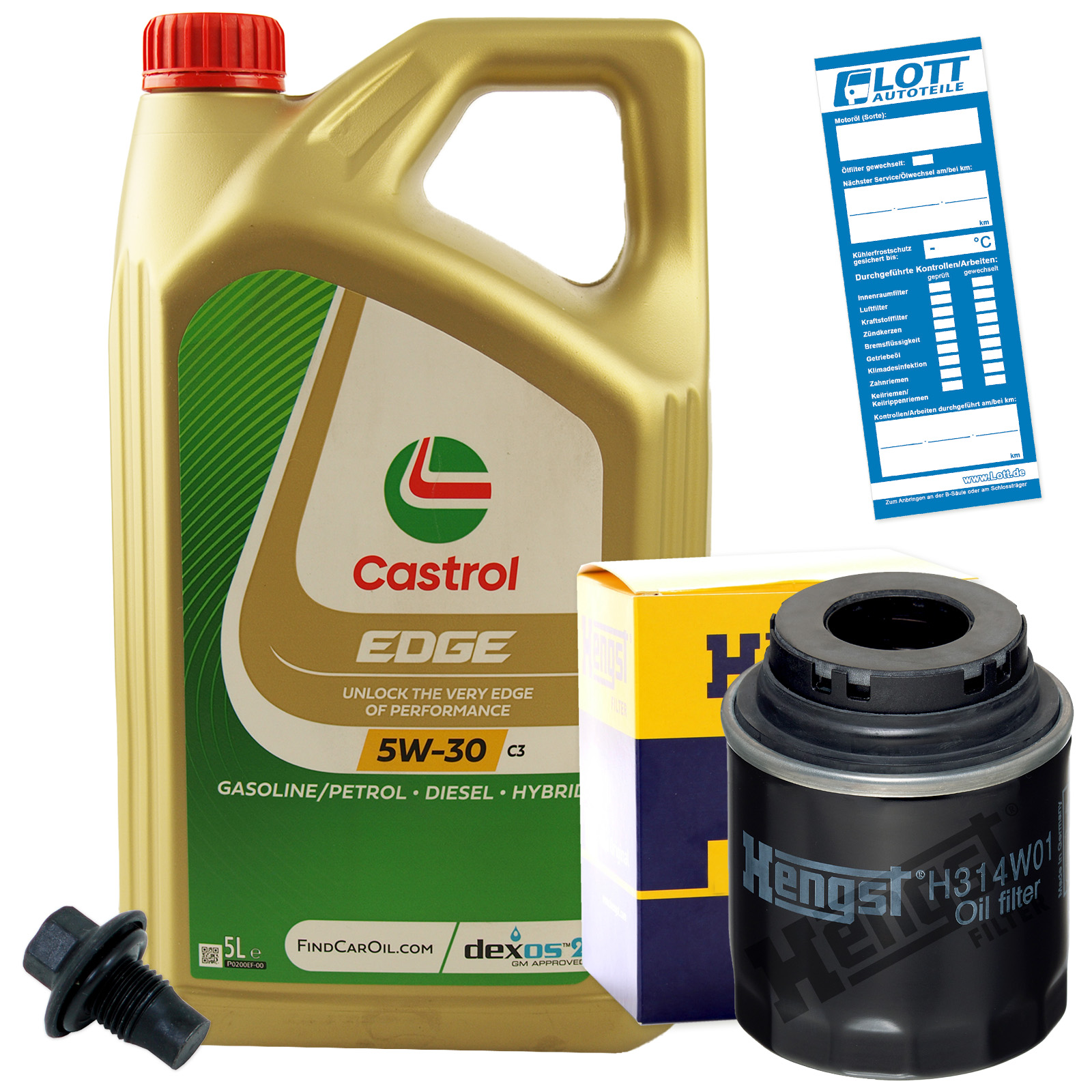 Ölwechsel Set Castrol Motoröl + Hengst Ölfilter + Ablassschraube