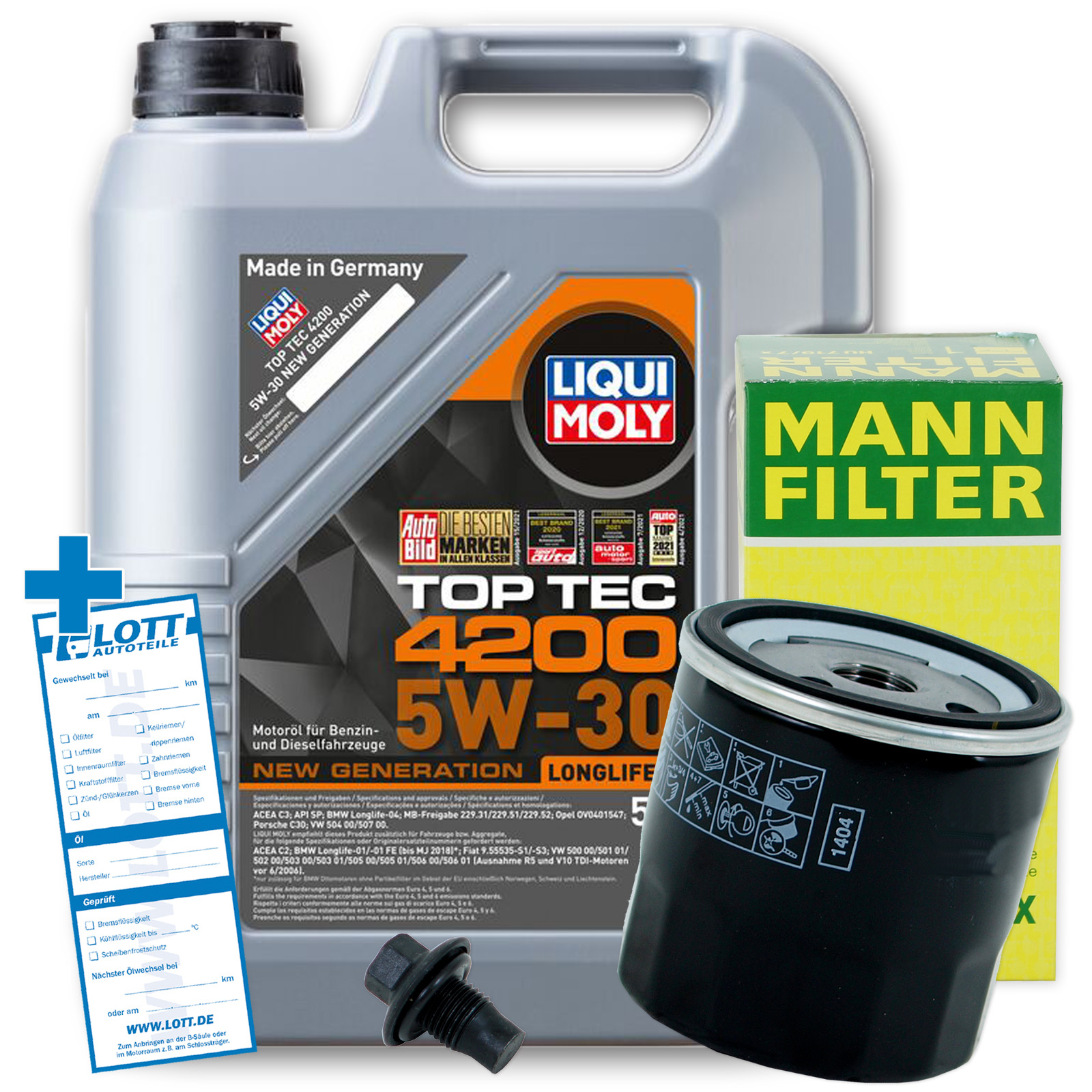 Ölwechsel Set 5L 5W30 Öl Motoröl LIQUI MOLY + MANN Ölfilter + Ablassschraube