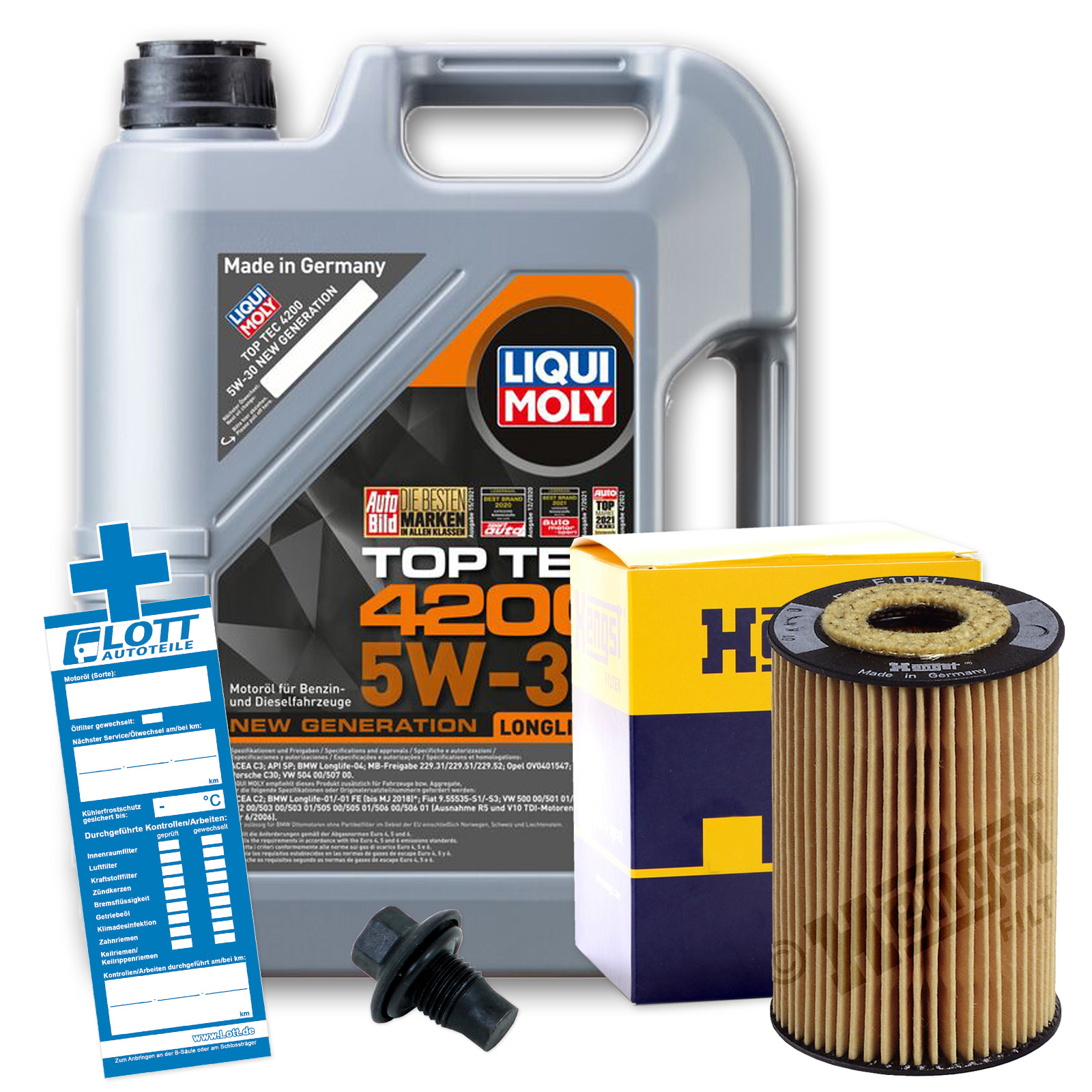 Ölwechsel Set 5L Liqui Moly Motoröl + Hengst Ölfilter + Ablassschraube