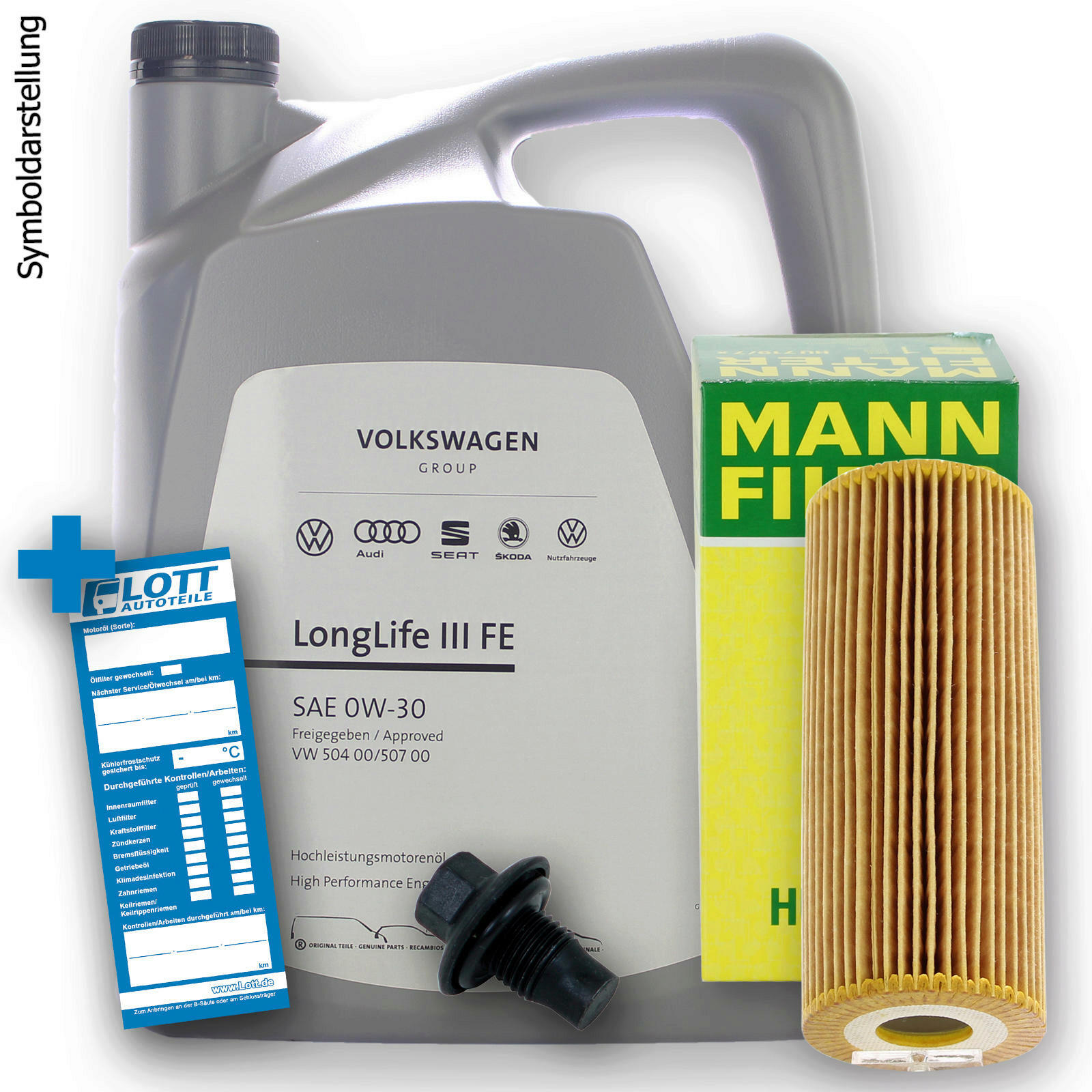 Ölwechsel Set VW 0W-30 Motoröl + Ölfilter + Ablassschraube