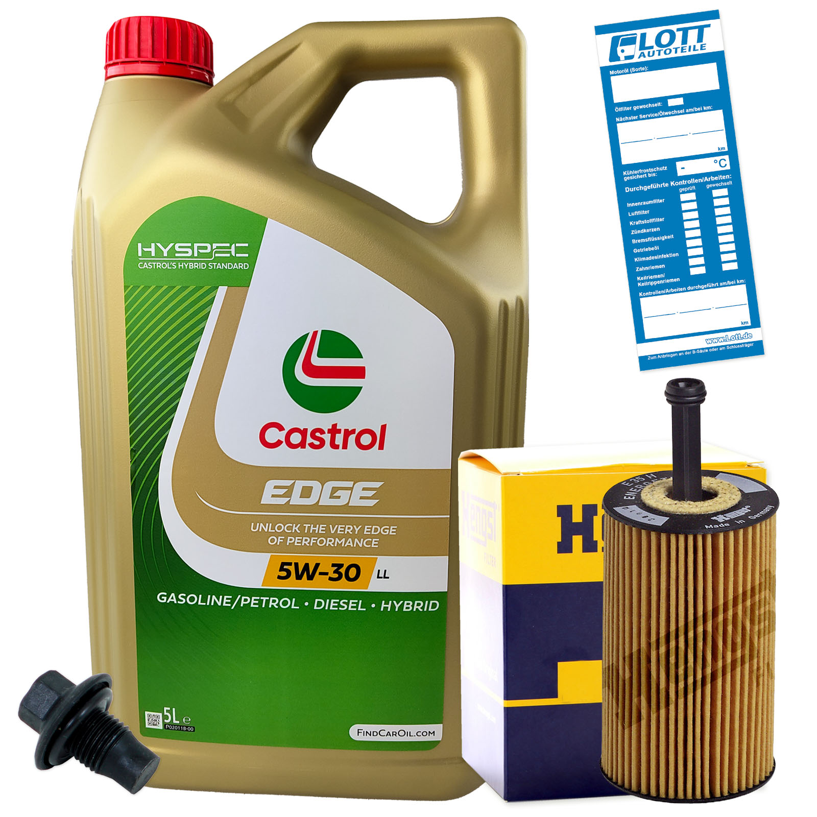 &Ouml;lwechsel Set Castrol Motor&ouml;l + Hengst &Ouml;lfilter + Ablassschraube