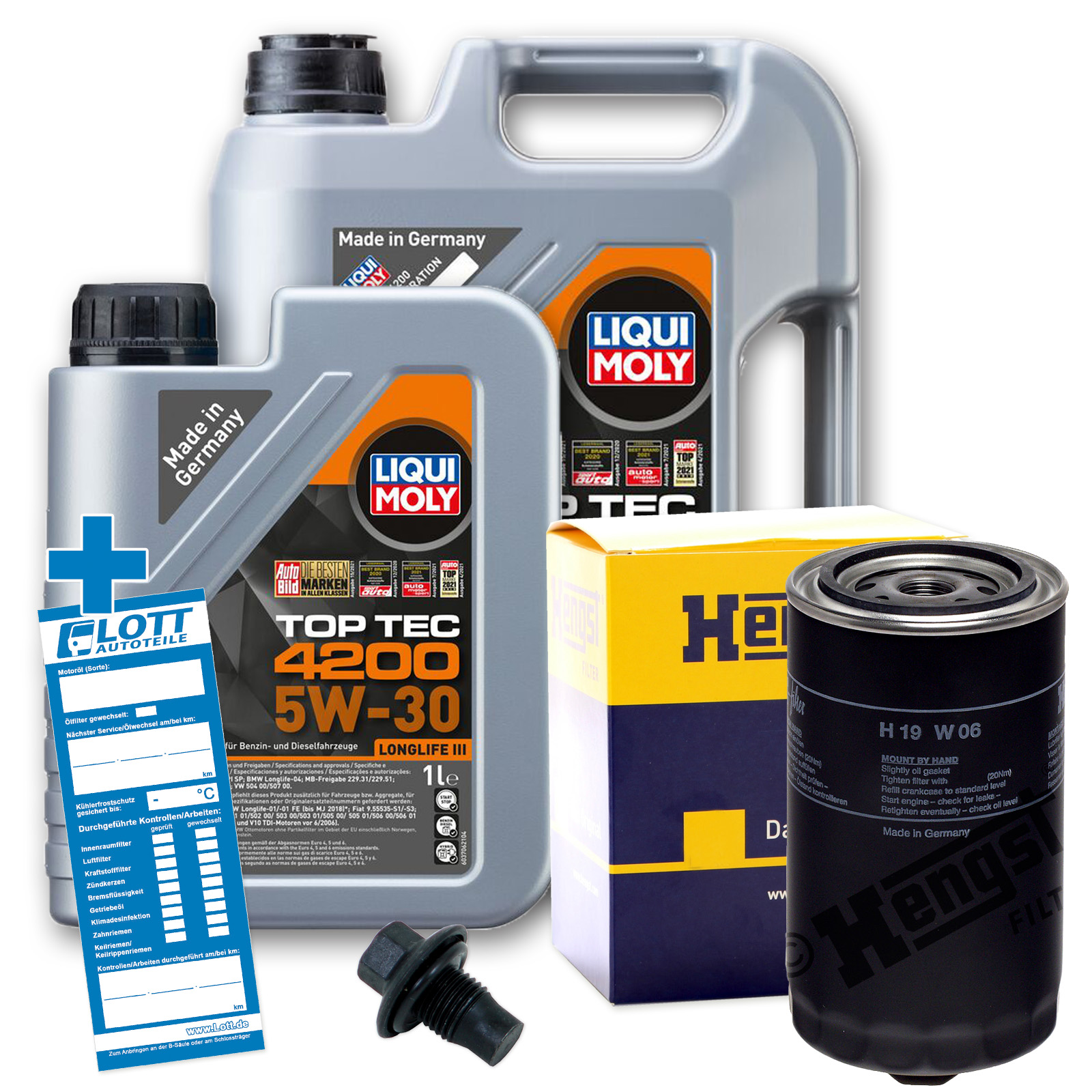 Ölwechsel Set 6L 5W30 Öl Motoröl LIQUI MOLY + HENGST Ölfilter + Ablassschraube