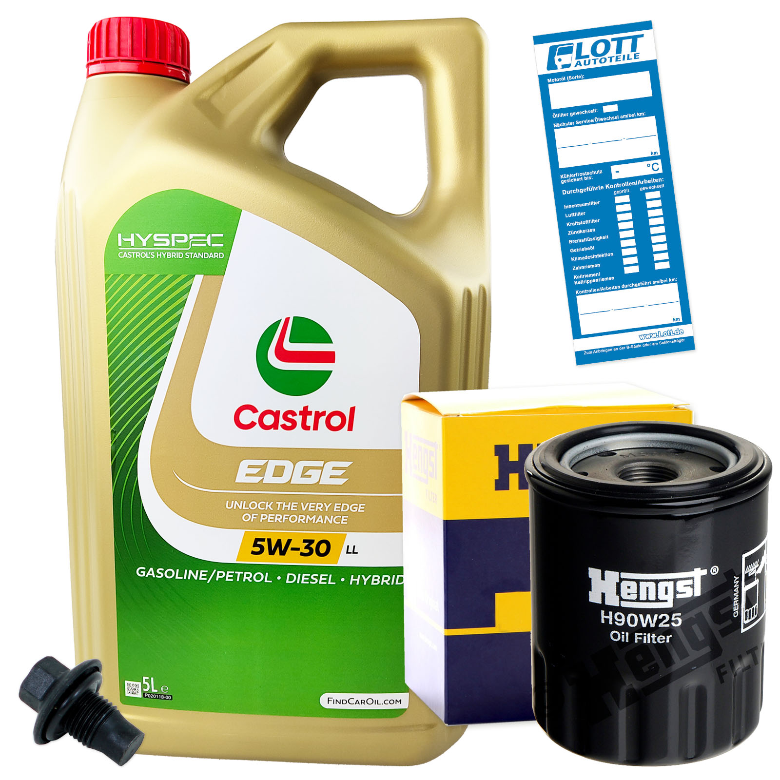 Ölwechsel Set Castrol Motoröl + Hengst Ölfilter + Ablassschraube