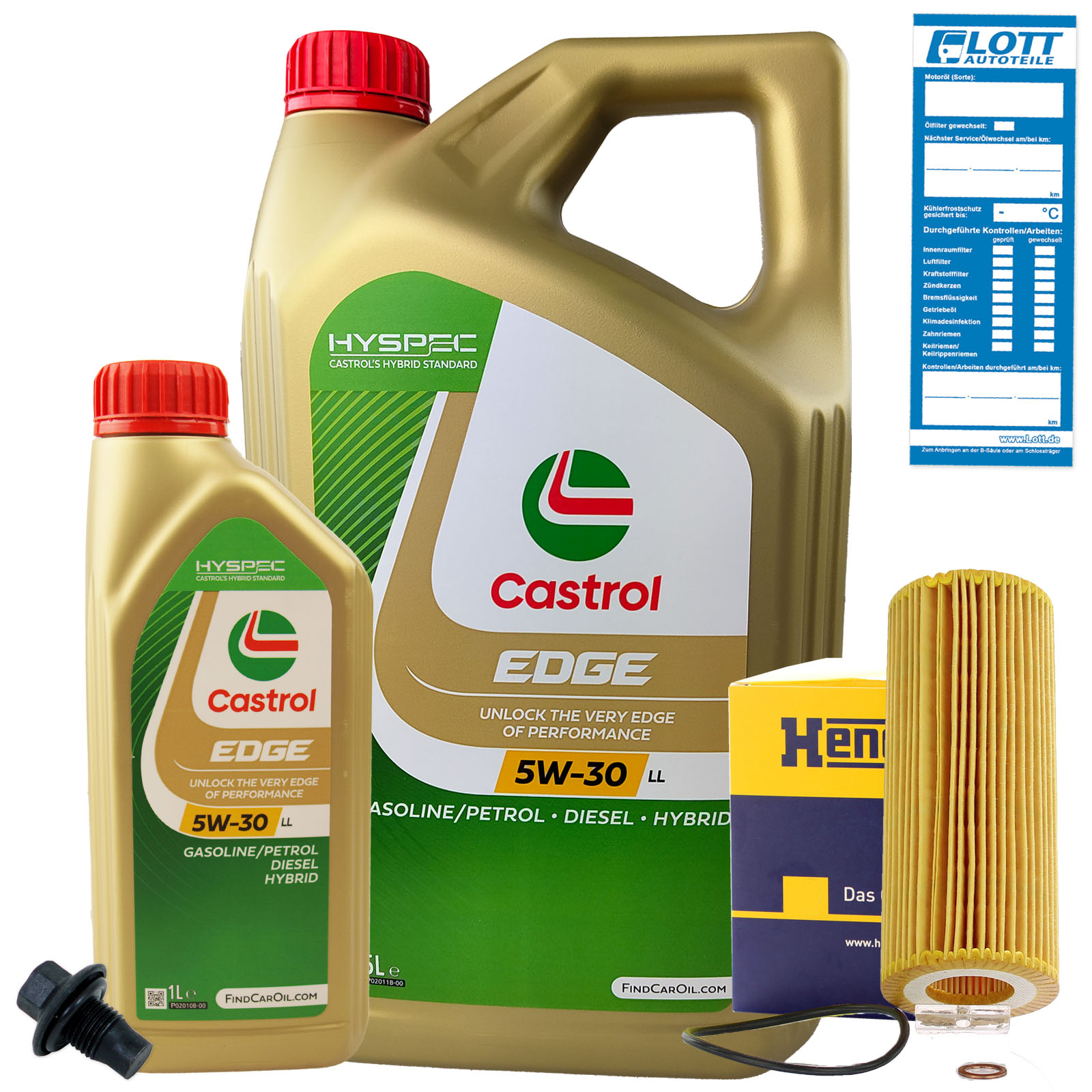 Ölwechsel Set Castrol Motoröl + Hengst Ölfilter + Ablassschraube