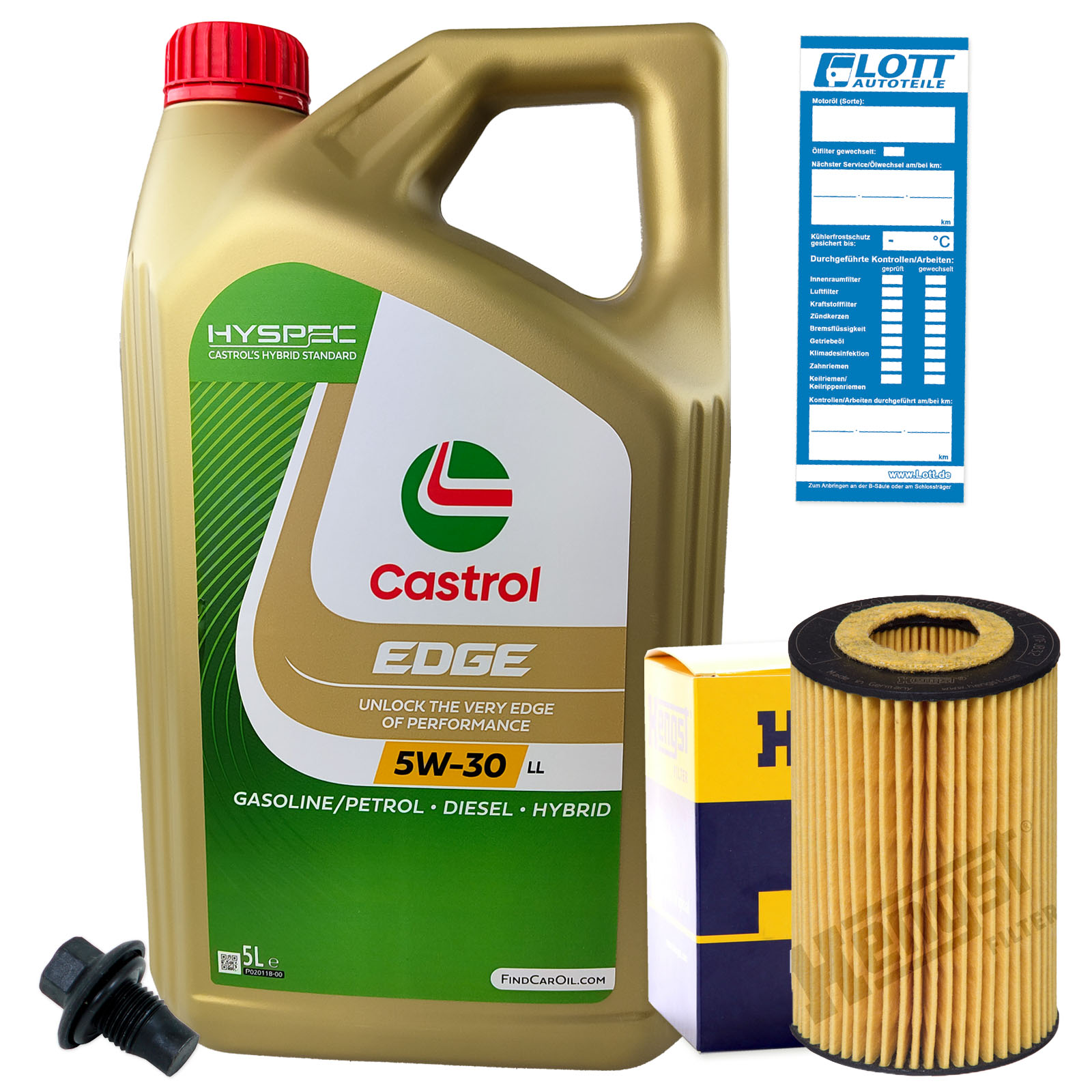 Ölwechsel Set Castrol Motoröl + Hengst Ölfilter + Ablassschraube