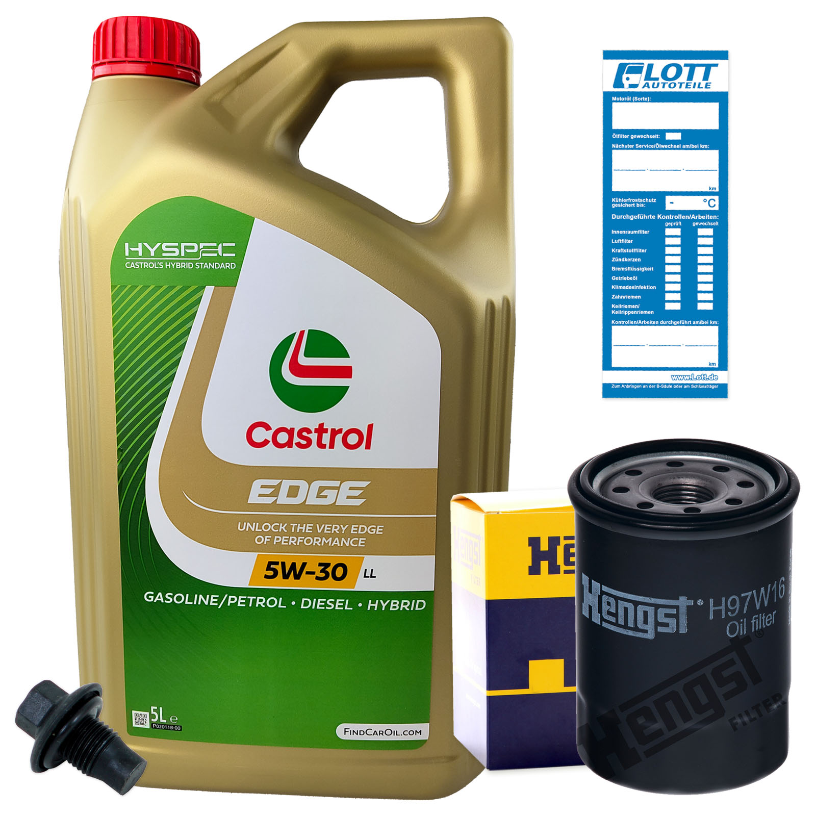 Ölwechsel Set Castrol Motoröl + Hengst Ölfilter + Ablassschraube