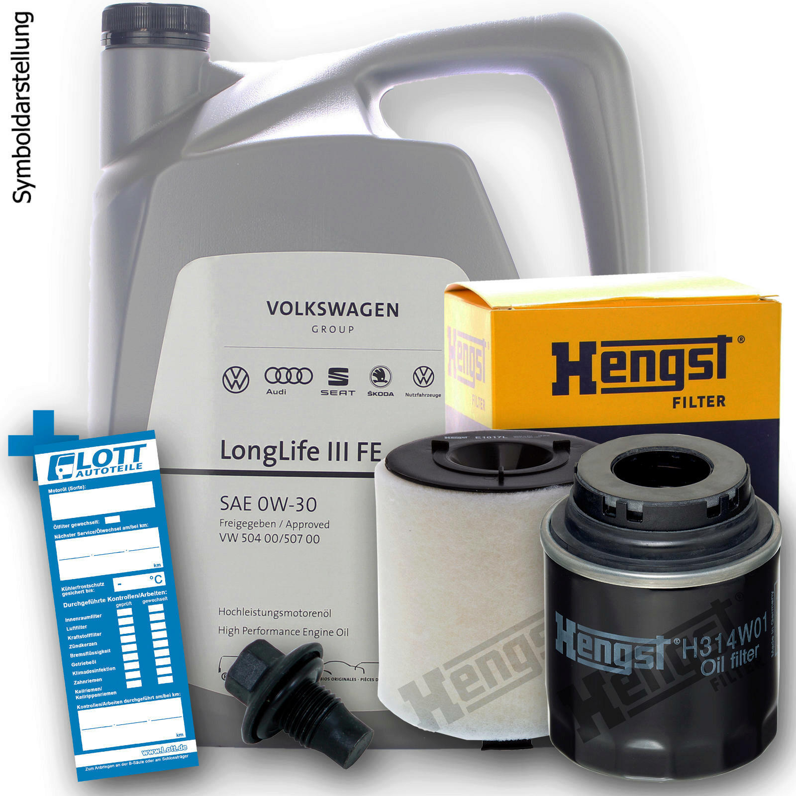 VW Motoröl + Ölfilter + Luftfilter + Ablassschraube