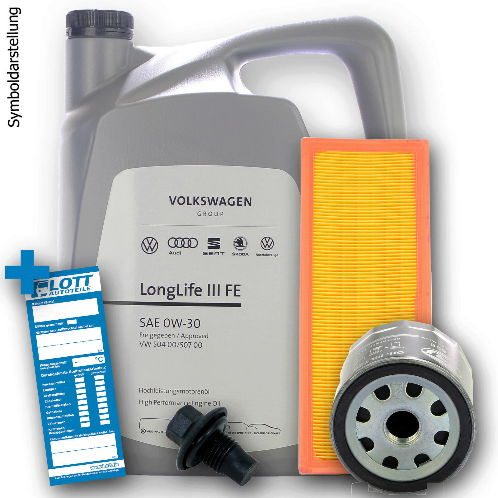 VW Motoröl + Ölfilter + Luftfilter + Ablassschraube