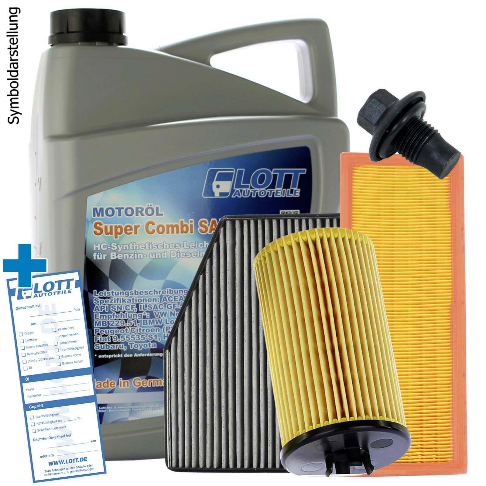 Lott Motoröl + Ölfilter + Luftfilter + Innenraumfilter + Ablassschr...