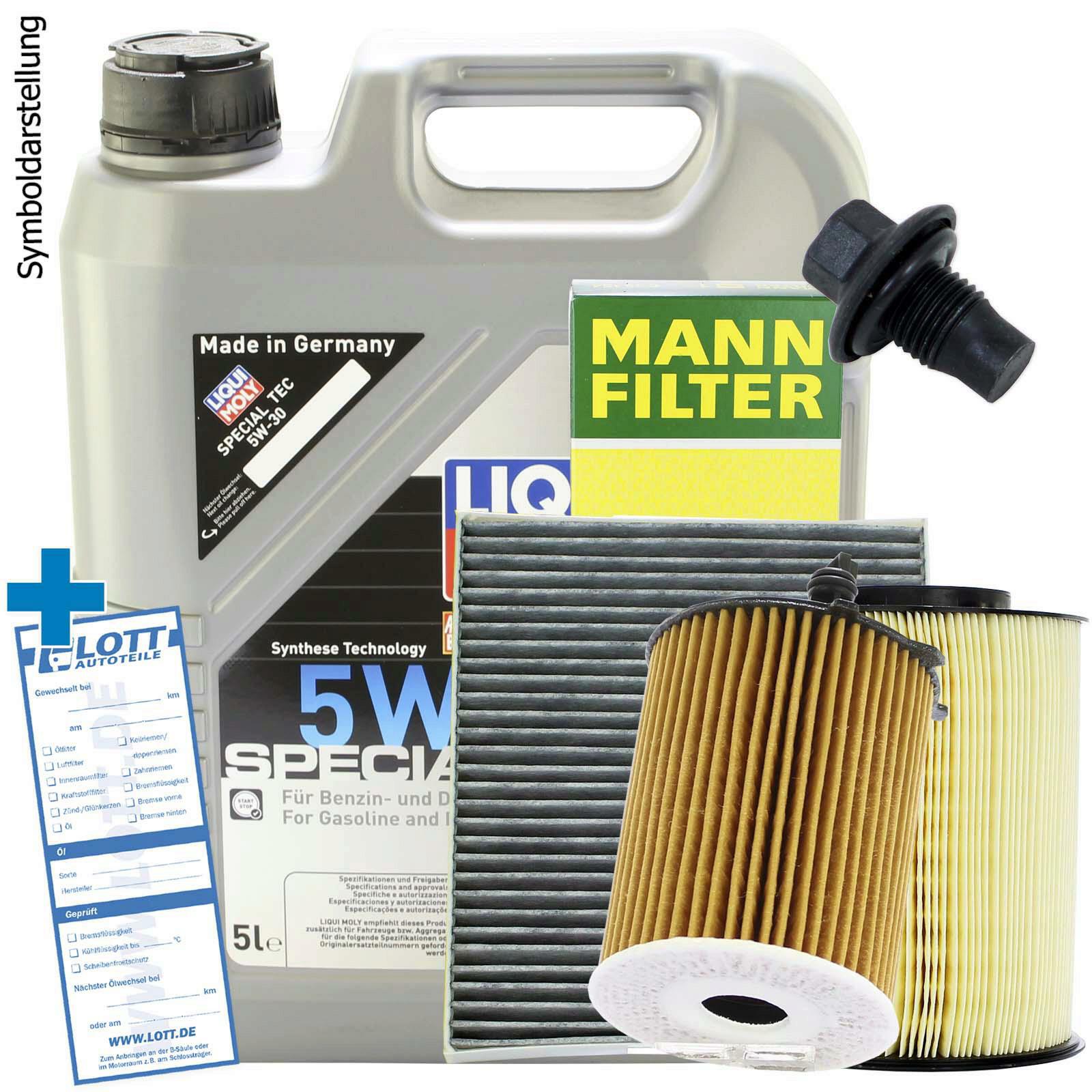 Liqui Moly Motoröl + Ölfilter + Luftfilter + Innenraumfilter + Ablassschraube