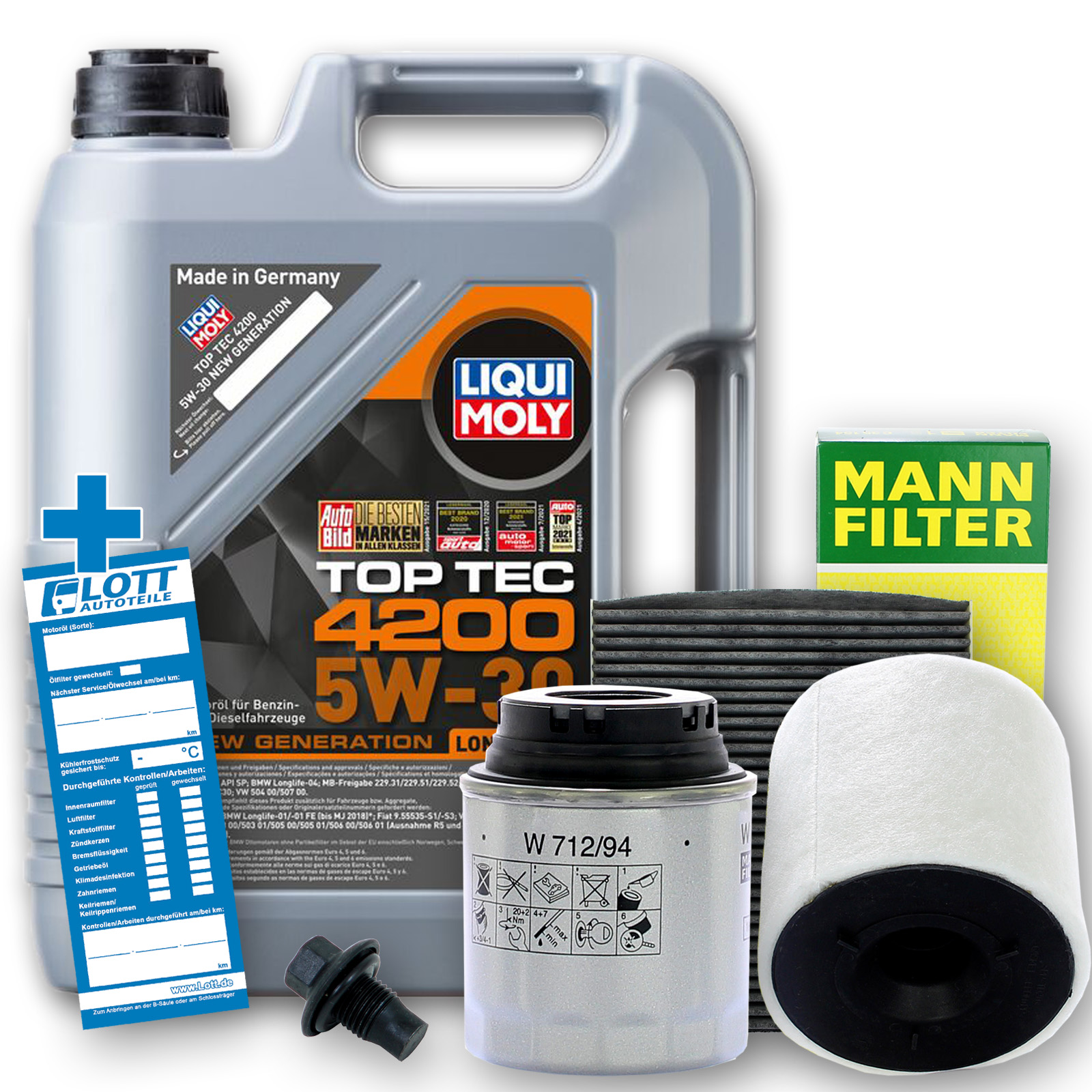 Liqui Moly Motoröl + Ölfilter + Luftfilter + Innenraumfilter + Ablassschraube