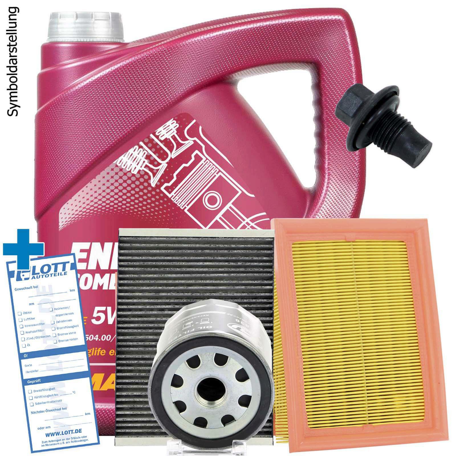 Mannol Motoröl + Ölfilter + Luftfilter + Innenraumfilter + Ablasssc...