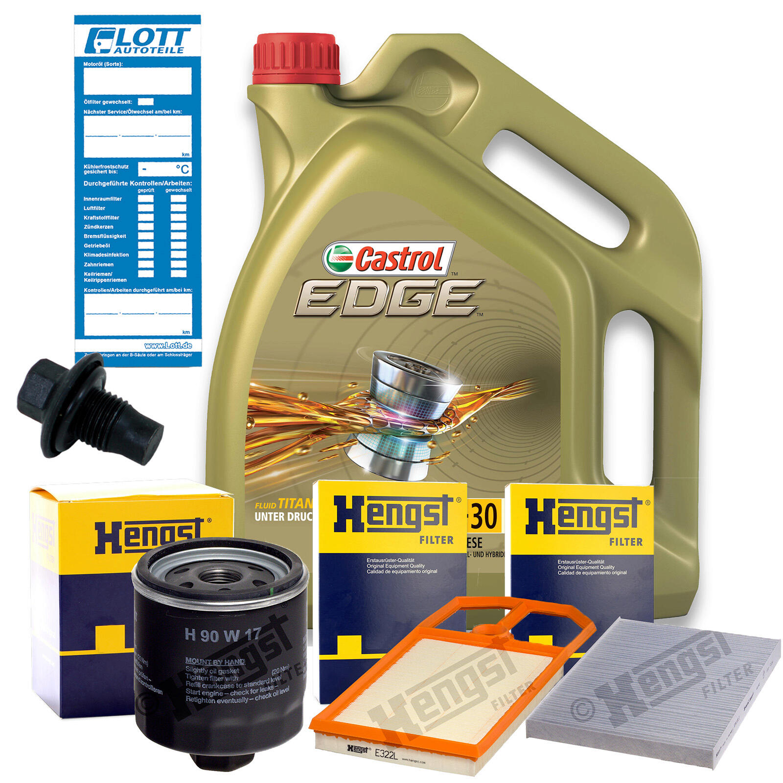 5L Castrol Edge LL 5W-30 Motoröl + Ölfilter + Luftfilter + Innenraumfilter