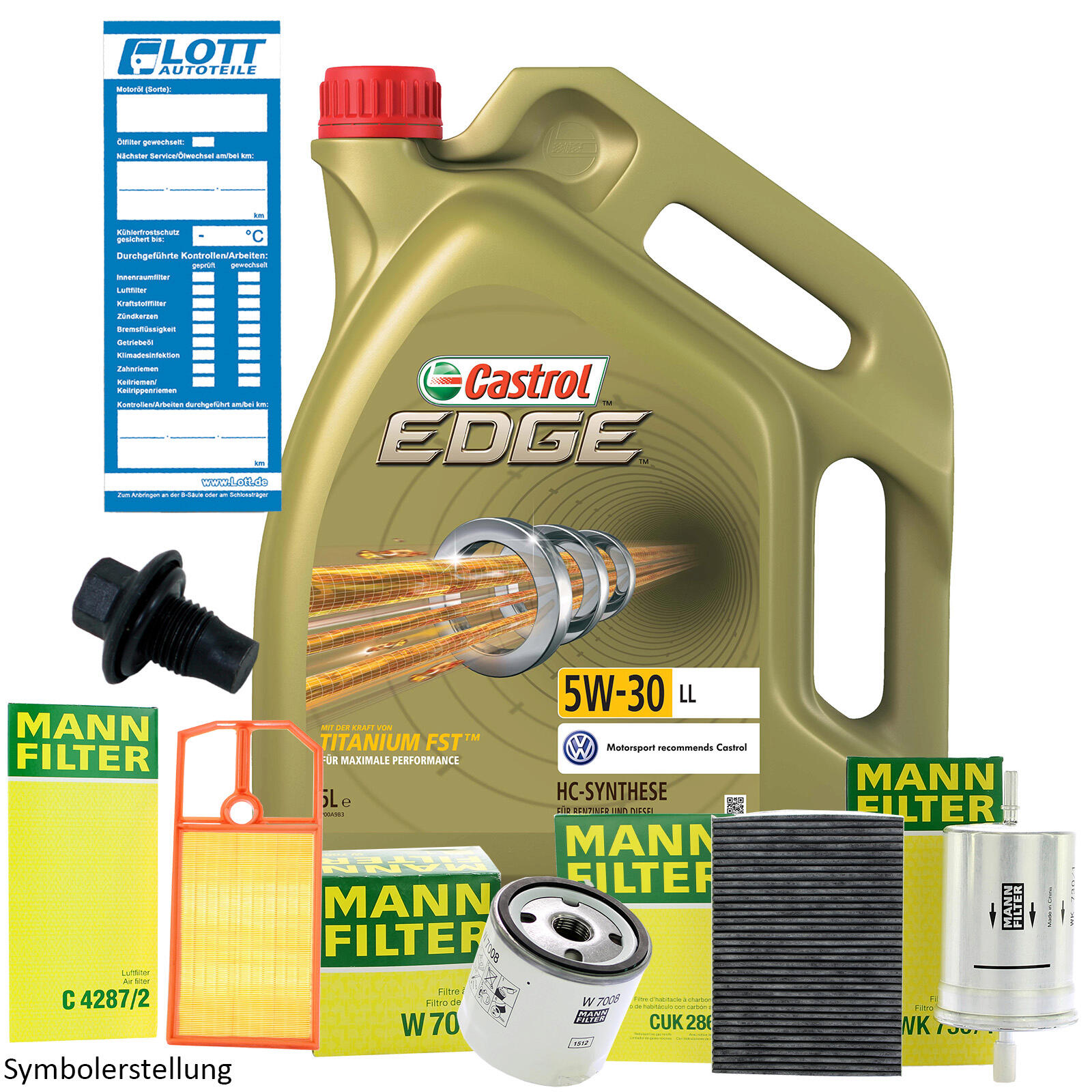 5L Castrol Motoröl + Ölfilter + Luftfilter + Innenraumfilter + Kraftstofffilter