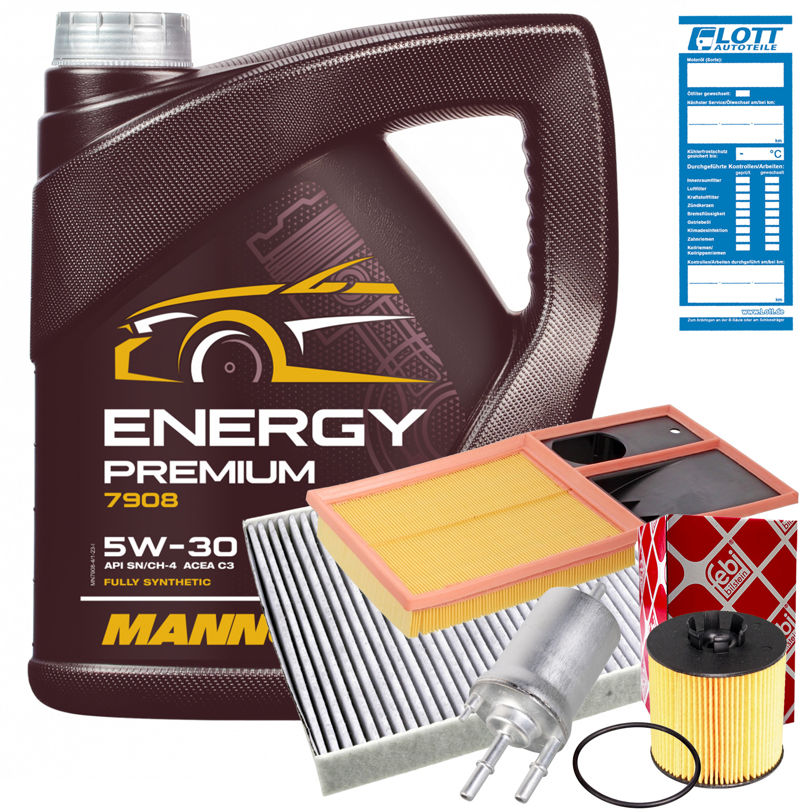 Febi Ölfilter + Luftfilter + Innenraumfilter + Kraftstofffilter + 4L Man...