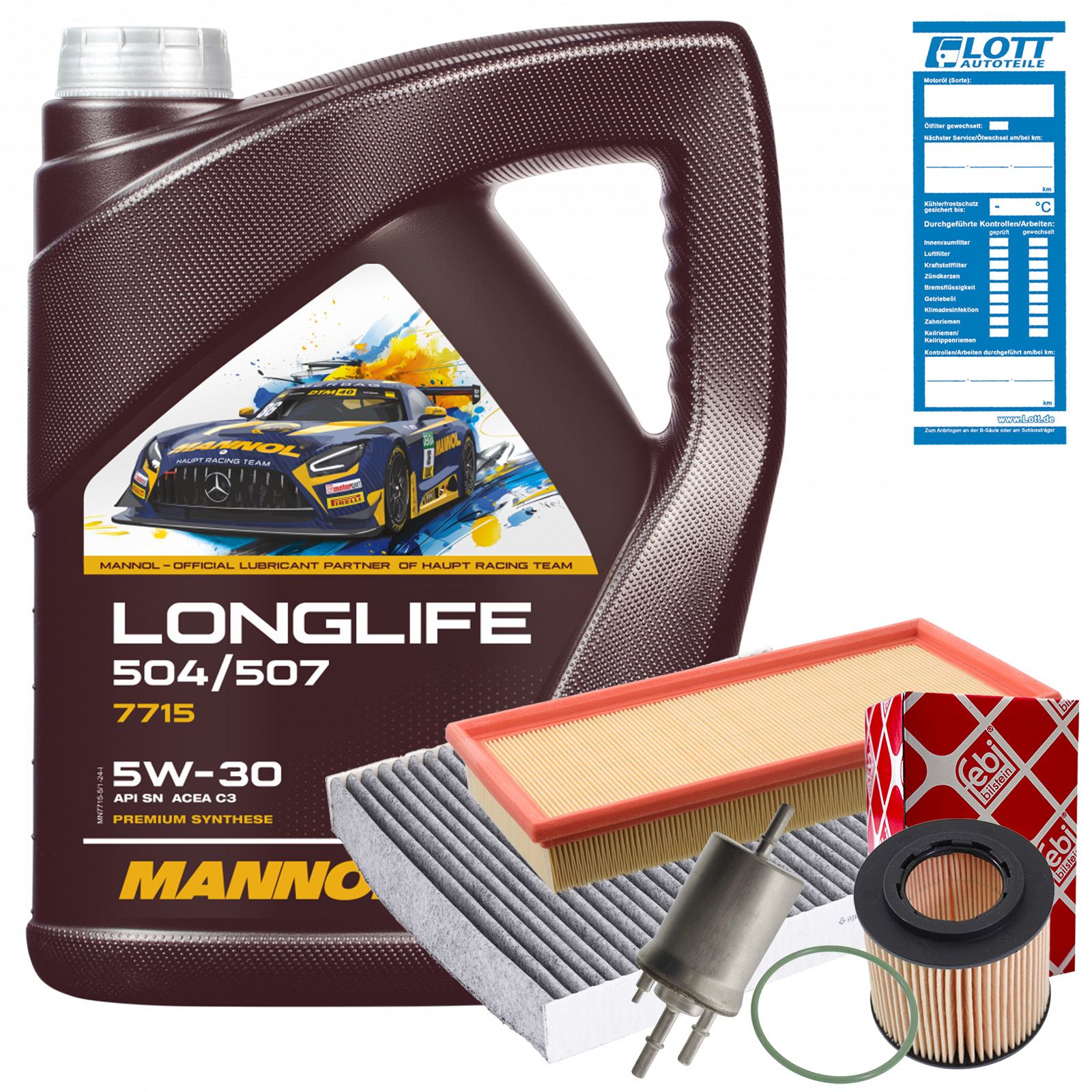FEBI Filter + 5L Mannol Longlife 5W-30 Motoröl API SN VW 504.00 507.00 BMW LL-04