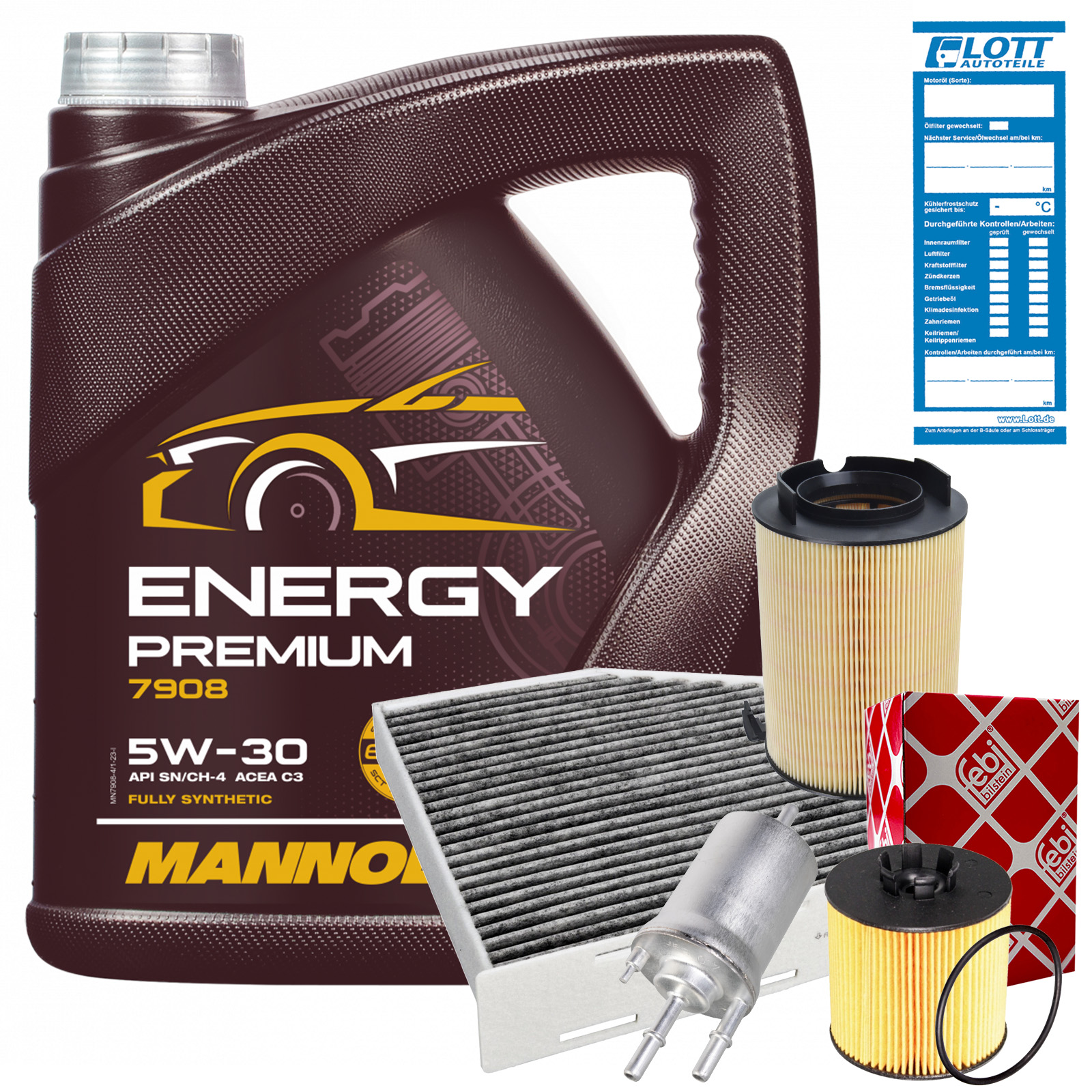 FEBI Filter + 4L Mannol Energy Premium Motoröl 5W-30 BMW LL-04 MB 229.51...