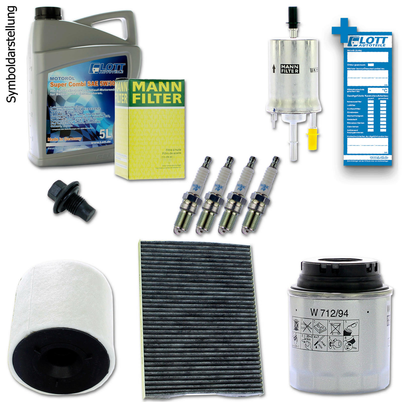 5L Lott Motoröl + Ölfilter + Luftfilter + Innenraumfilter + Kraftst...