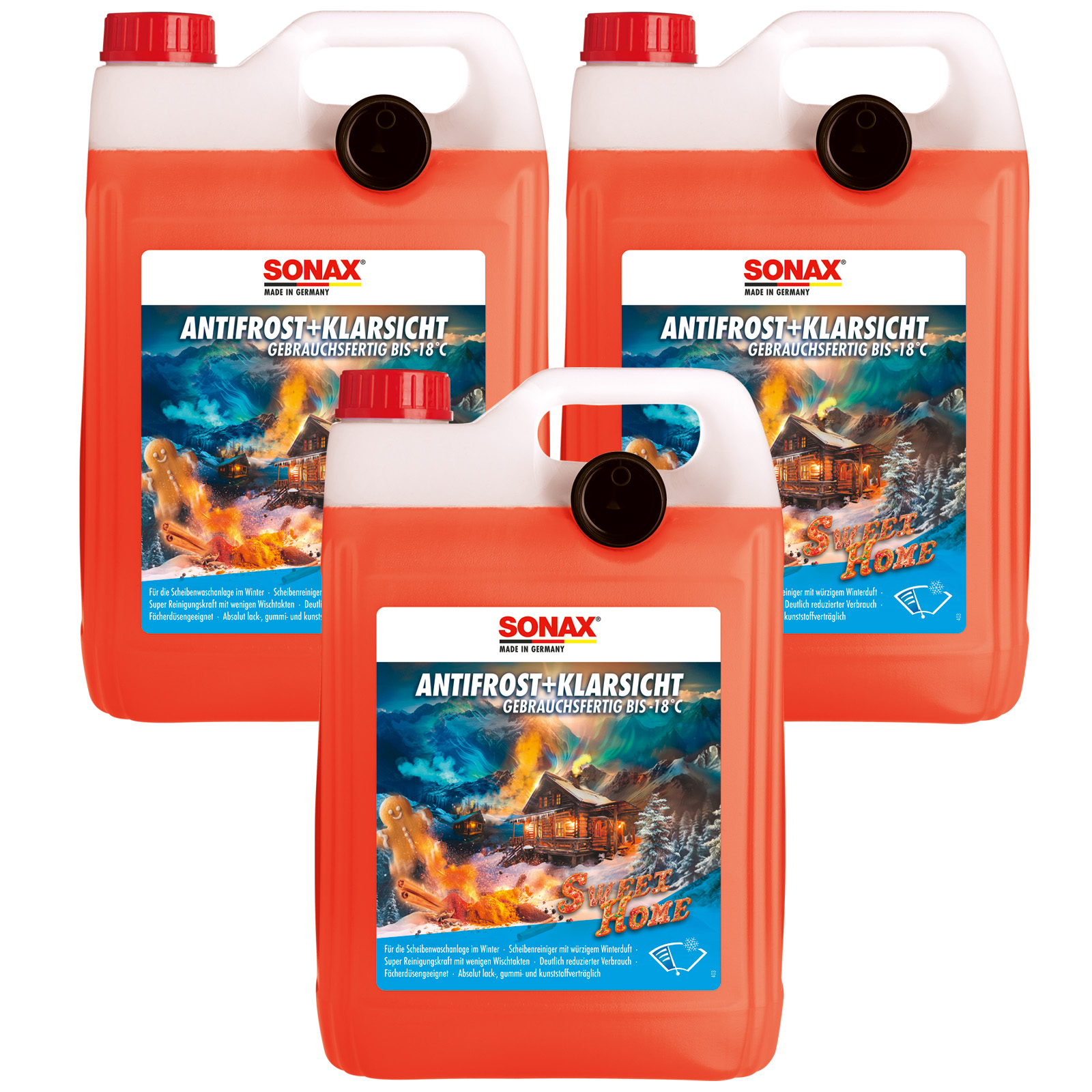 3x SONAX 5 L Liter Frostschutz AntiFrost + KlarSicht bis -18°C Sweet Home...
