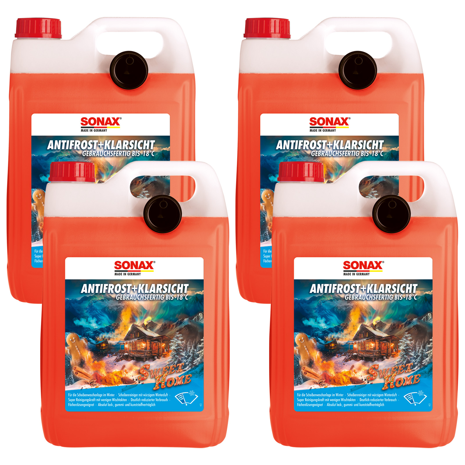 4x SONAX 5 L Liter Frostschutz AntiFrost + KlarSicht bis -18°C Sweet Home Winter