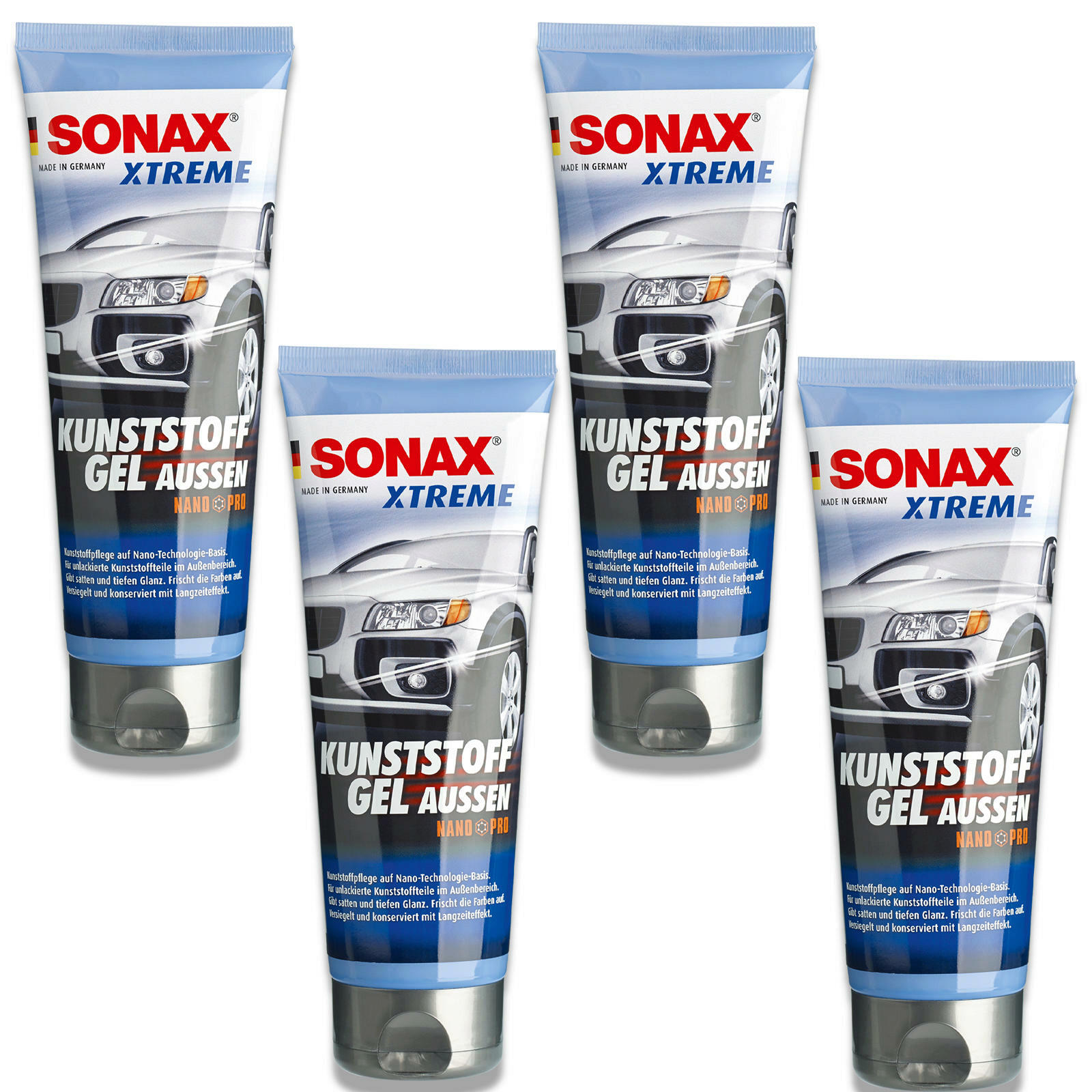 4x SONAX 02101410 XTREME KunststoffGel Außen Nanopro Plastik 250 ml