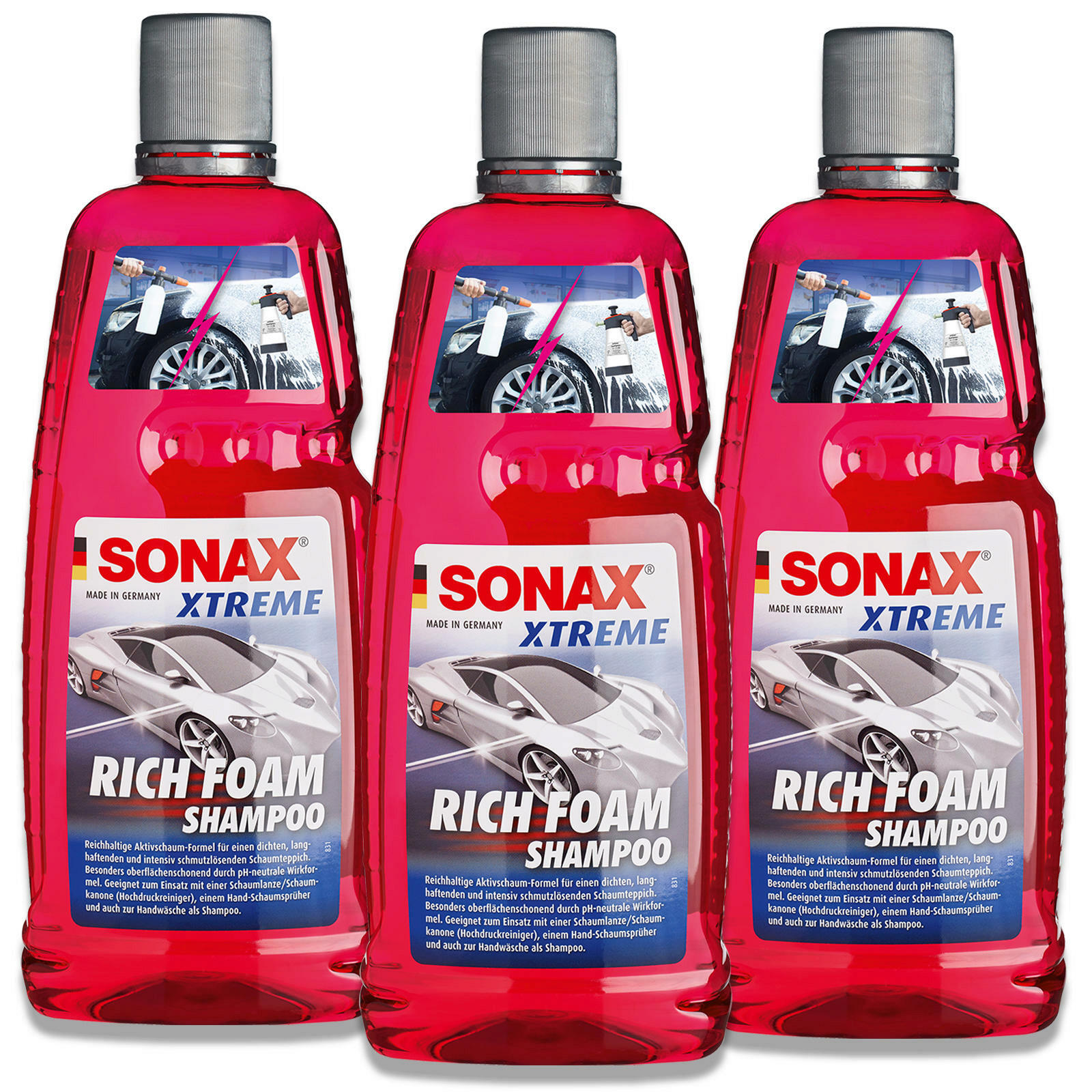 3x 1L SONAX XTREME RichFoam Shampoo Reinigungsschaum Autoshampoo SnowFoam
