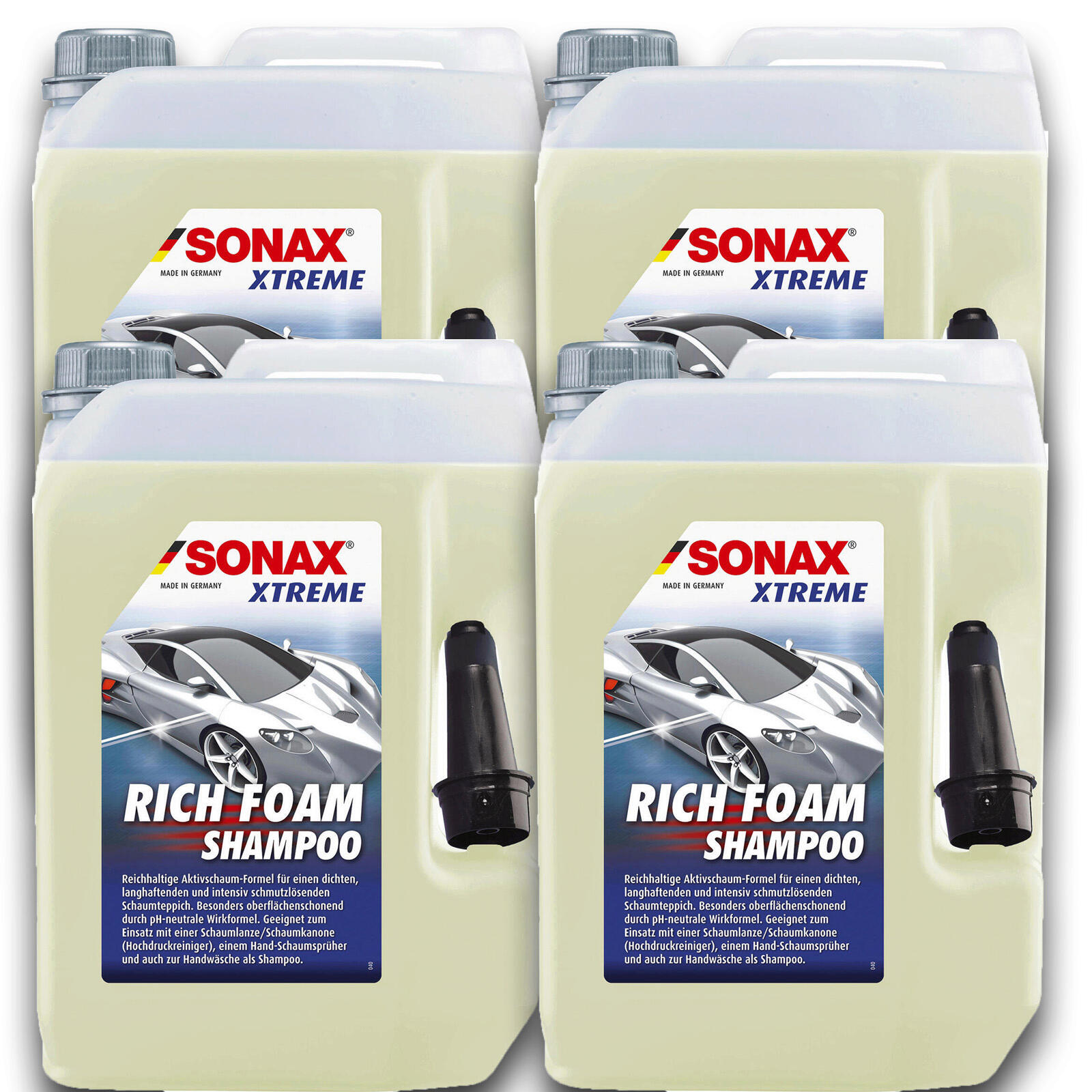 4x Sonax XTREME 02485000 Richfoam Shampoo Berry-Duft Aktivschaum Autoshampoo 5L