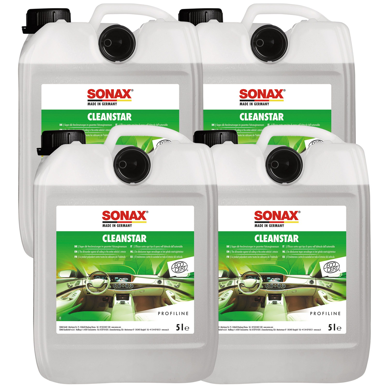 4x 5L SONAX CleanStar Ecocert für Echt-, Acryl-und Plexiglas 02535050