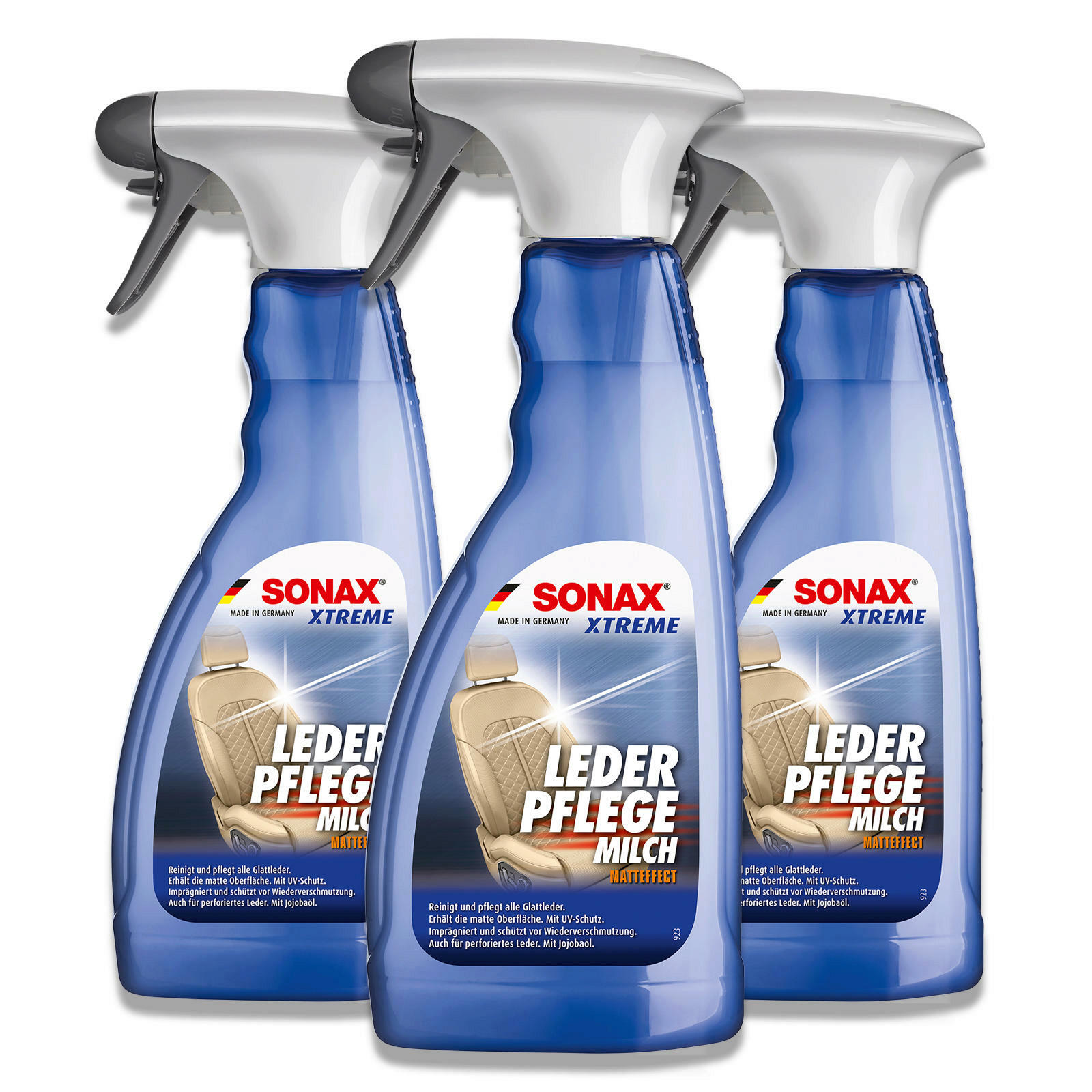 3x SONAX 02542410 XTREME LederPflegeMilch Reinigung Matteffect Innenraum 500 ml