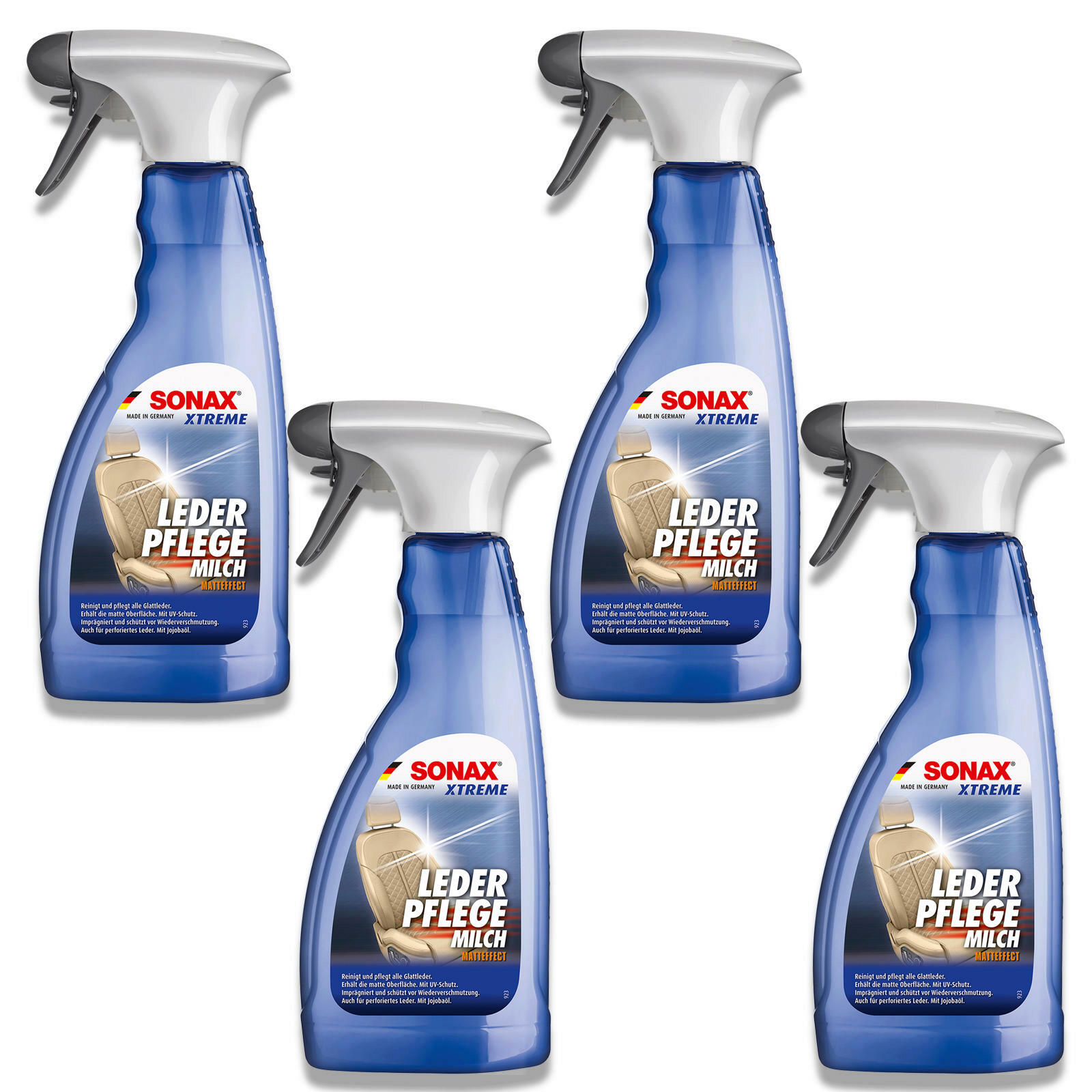 4x SONAX 02542410 XTREME LederPflegeMilch Reinigung Matteffect Innenraum 500 ml