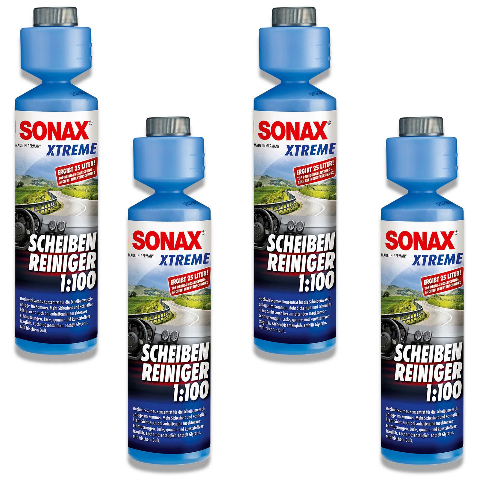 4x SONAX 02711410 XTREME ScheibenReiniger 1:100 Nanopro Konzentrat Scheibe 250ml